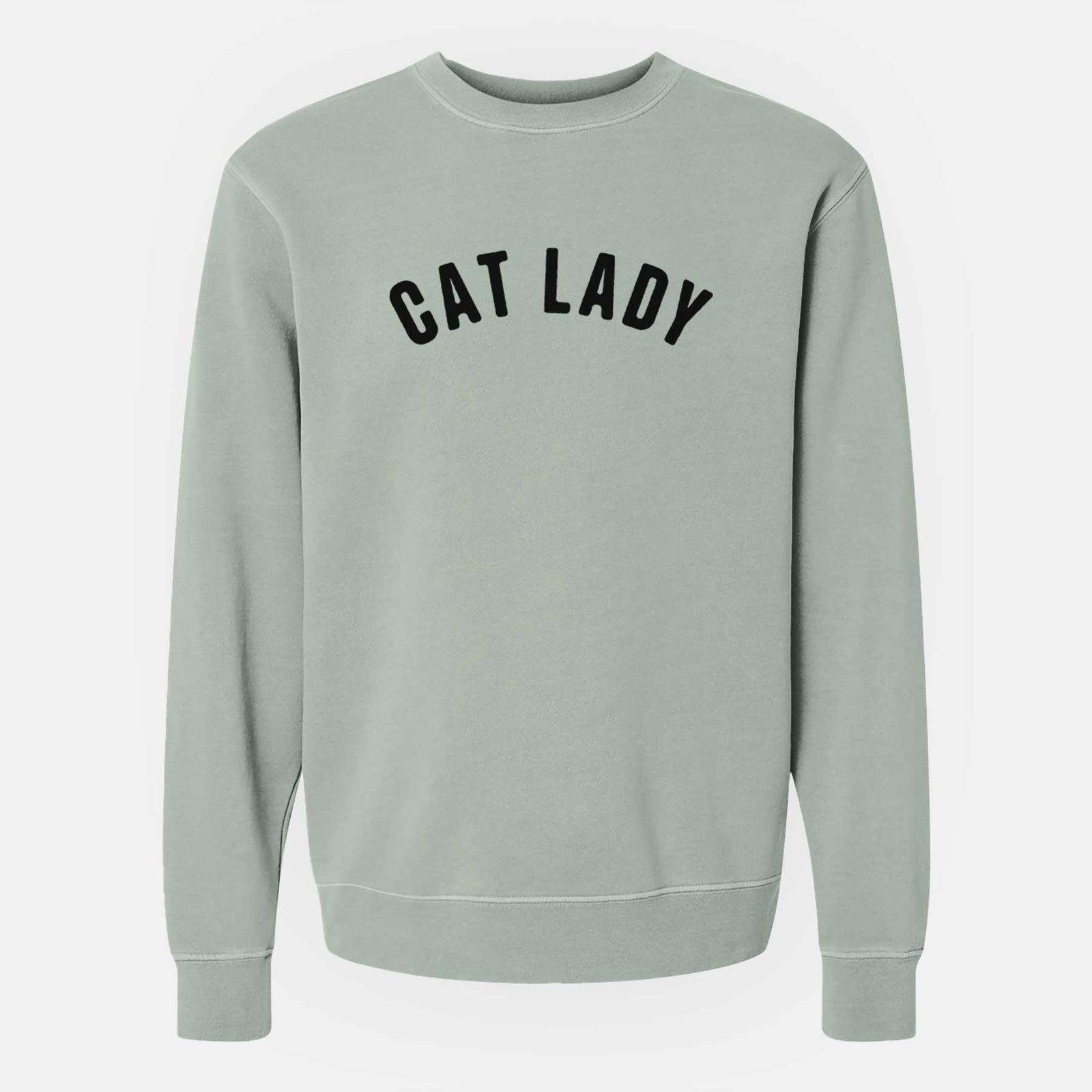 'Cat Lady - Articulate Collection' design on a Sage Unisex pigment dyed crew sweatshirt