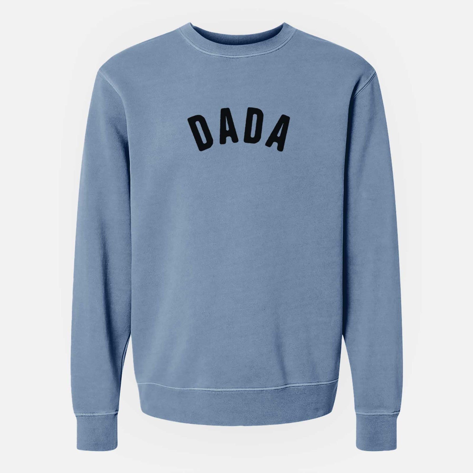 'Dada - Articulate Collection' design on a Slate Blue Unisex pigment dyed crew sweatshirt