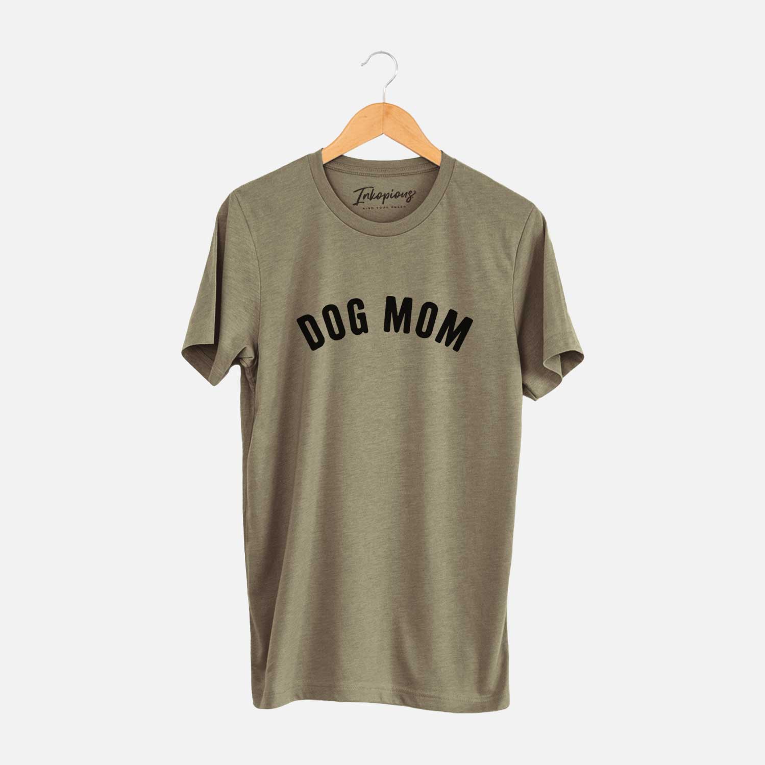 'Dog Mom - Articulate Collection' design on an Olive Unisex crewneck