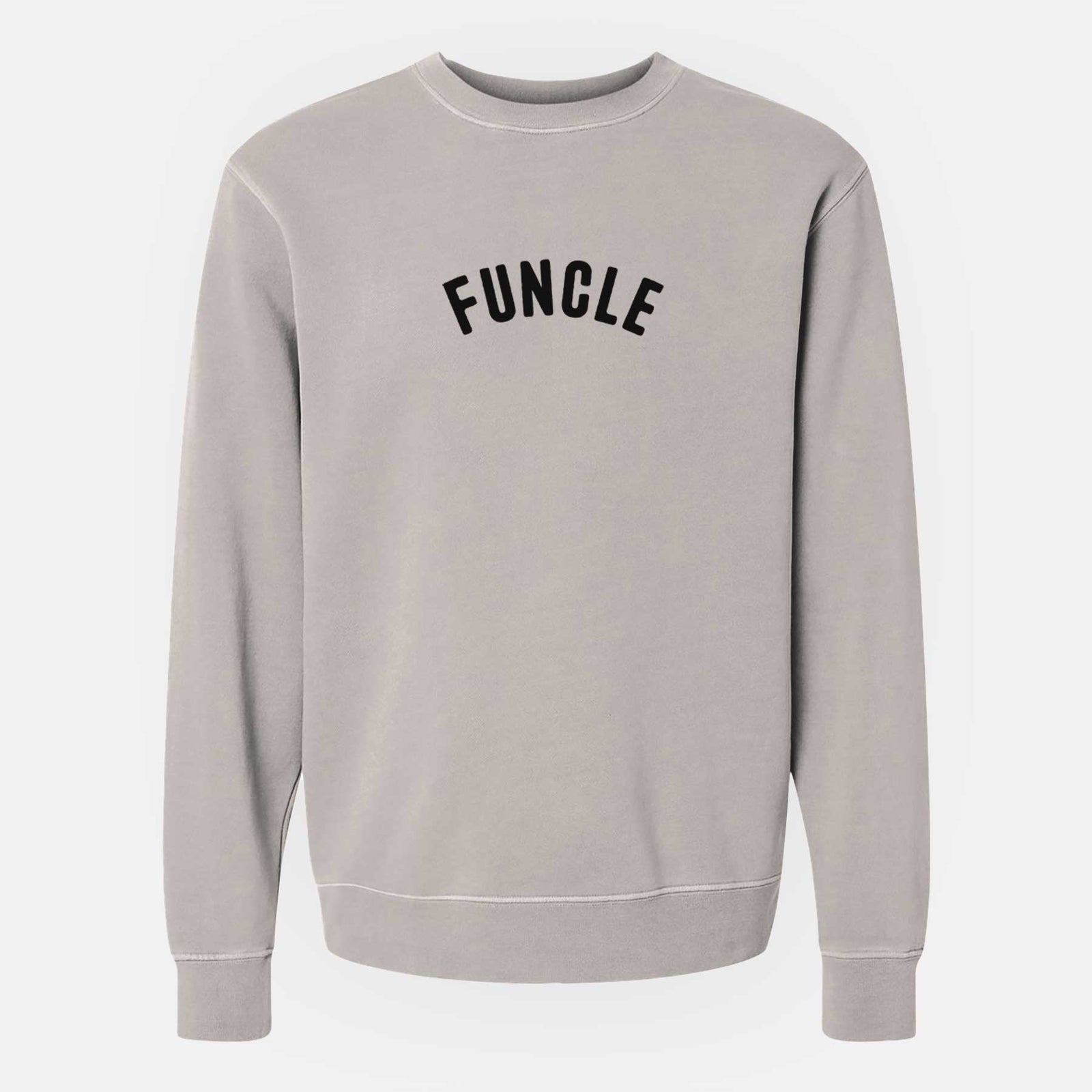 'Funcle - Articulate Collection' design on a Cement Unisex pigment dyed crew sweatshirt