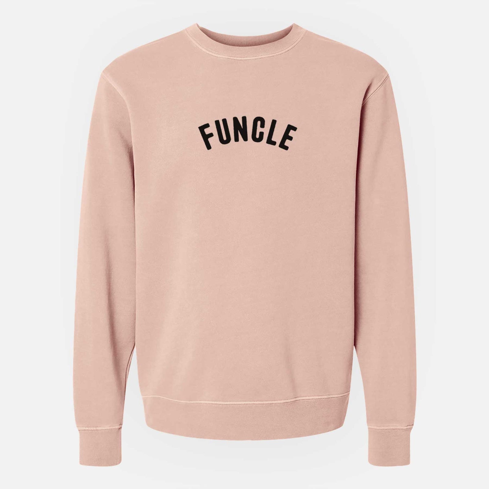'Funcle - Articulate Collection' design on a Dusty Pink Unisex pigment dyed crew sweatshirt