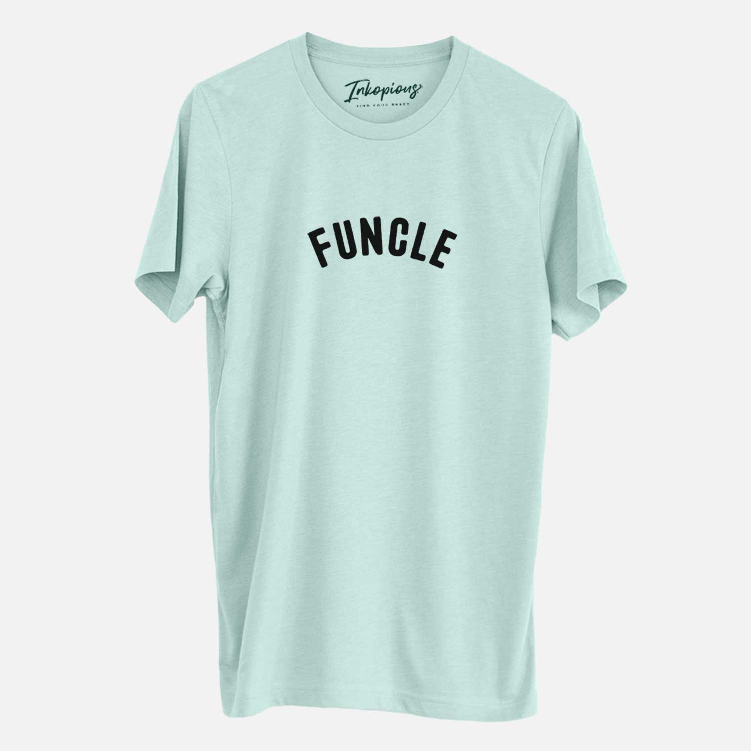 'Funcle - Articulate Collection' design on a Heather Sage Unisex crewneck