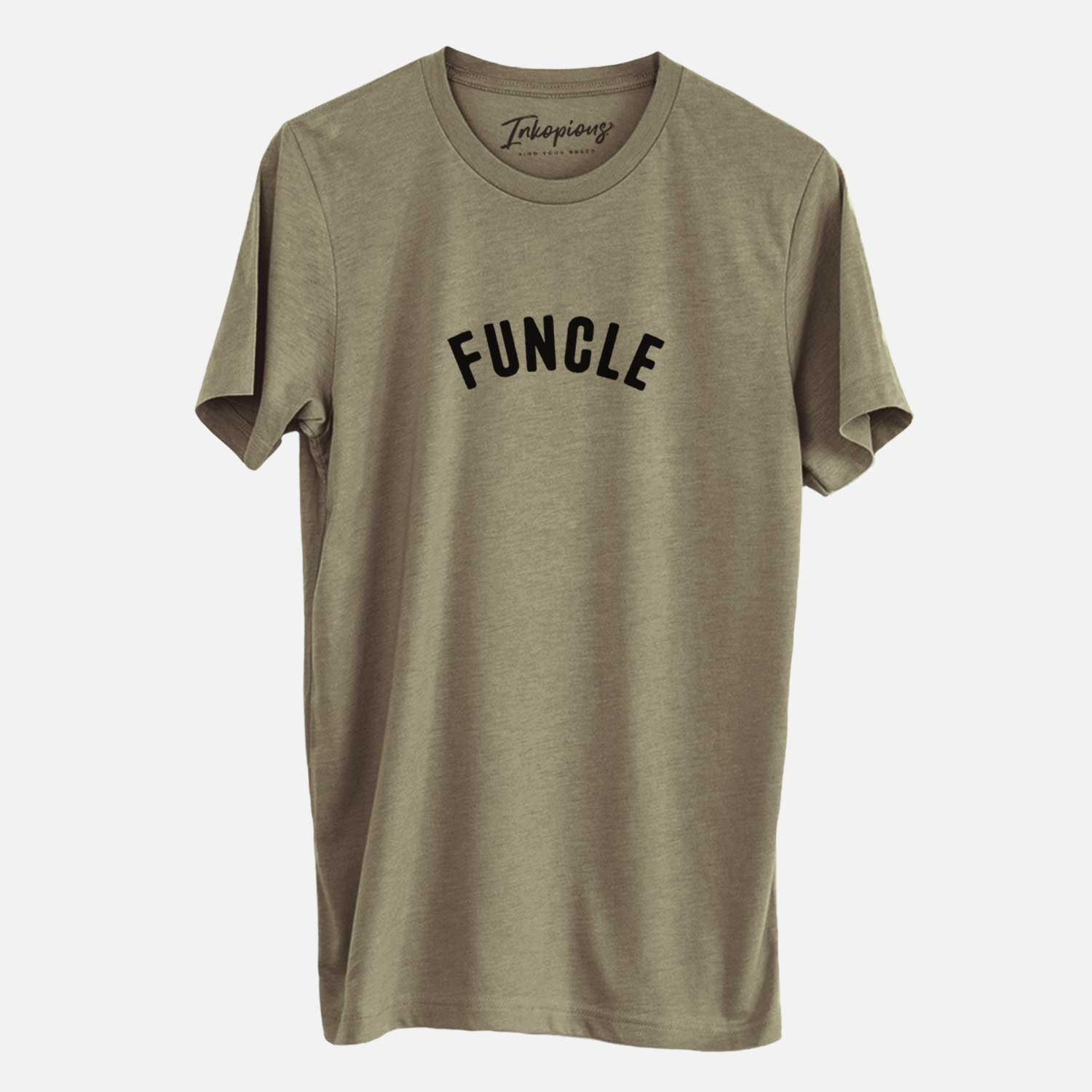 'Funcle - Articulate Collection' design on an Olive Unisex crewneck