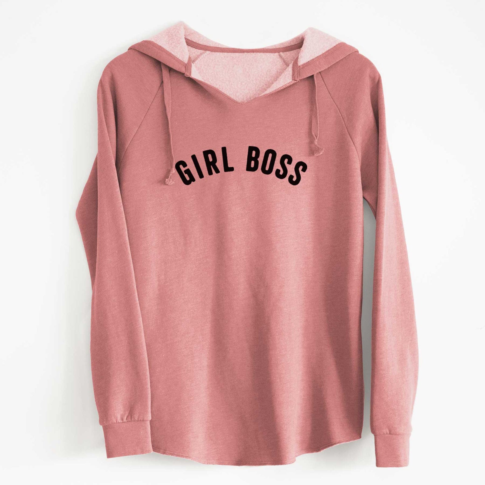 'Girl Boss - Articulate Collection' design on a Dusty Rose Cali Wave Hooded Sweatshirt