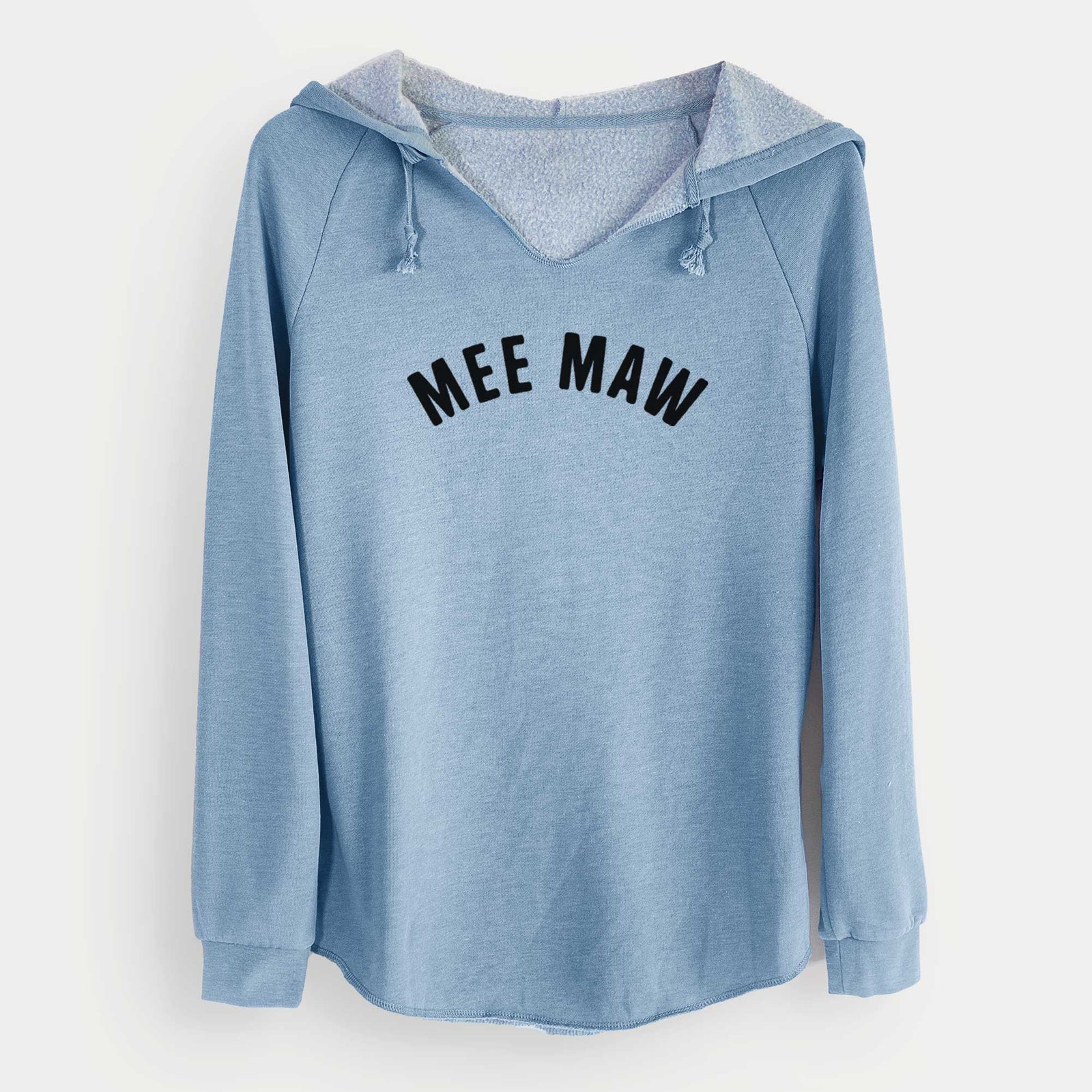 'Mee Maw - Articulate Collection' design on a Misty Blue Cali Wave Hooded Sweatshirt