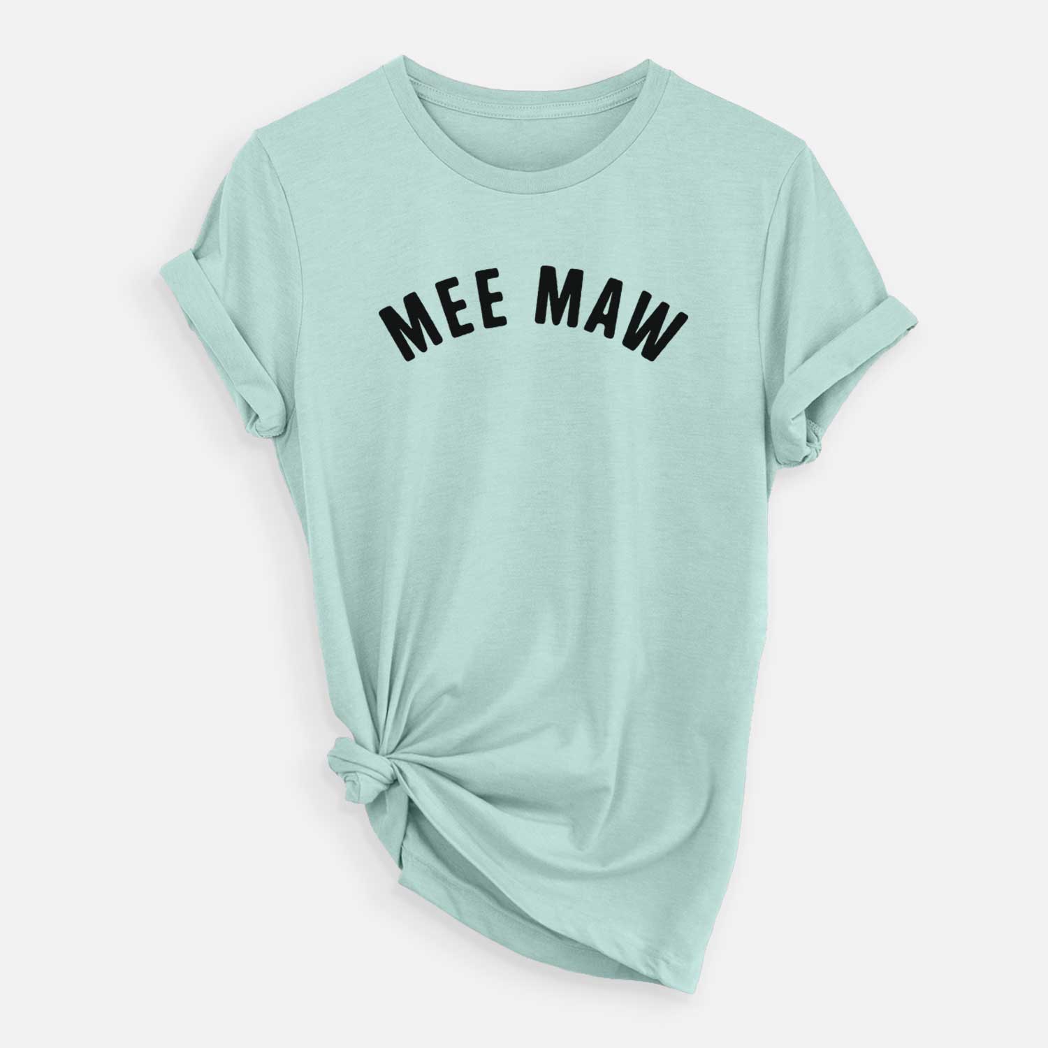 'Mee Maw - Articulate Collection' design on a Heather Sage Unisex crewneck