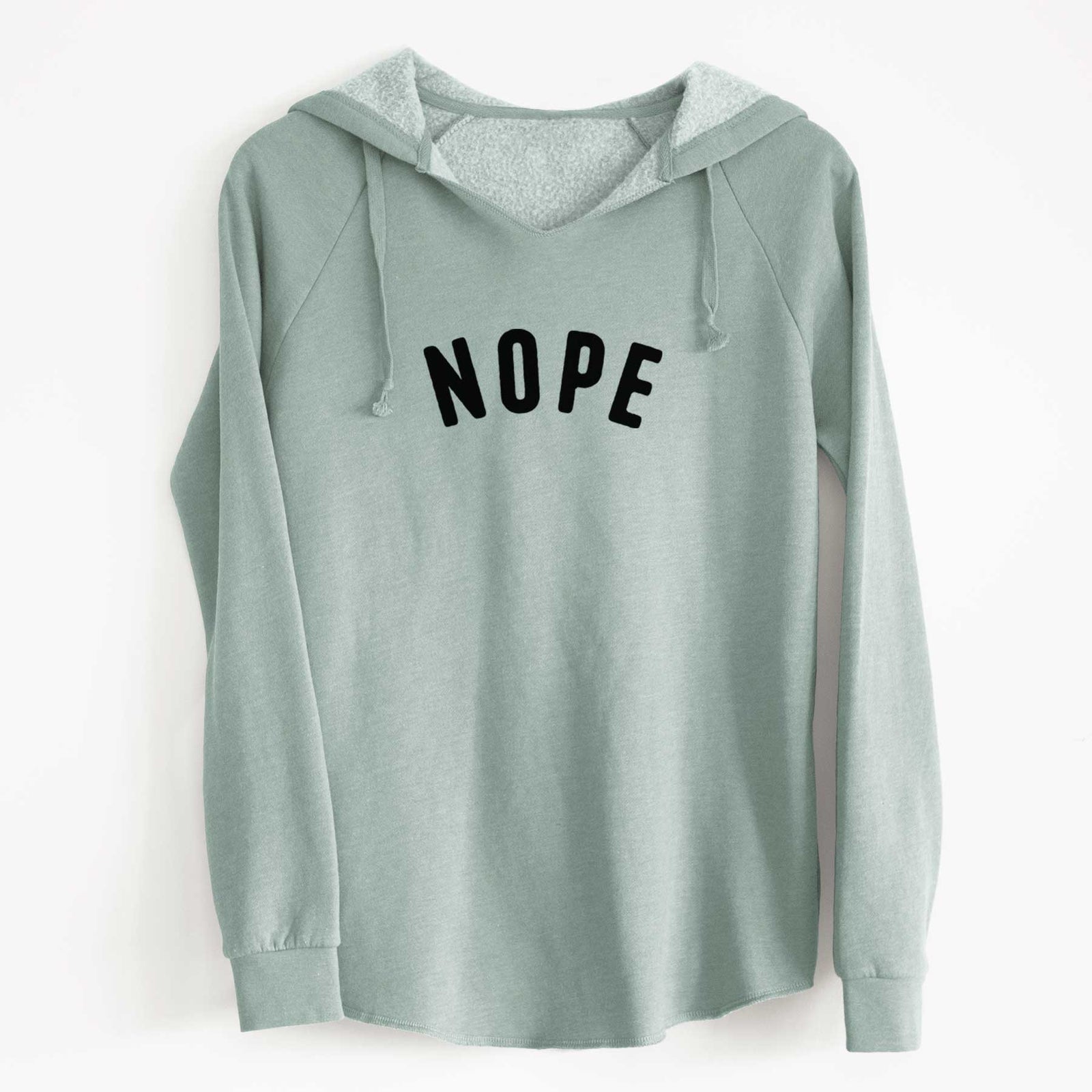 'Nope - Articulate Collection' design on a Sage Cali Wave Hooded Sweatshirt
