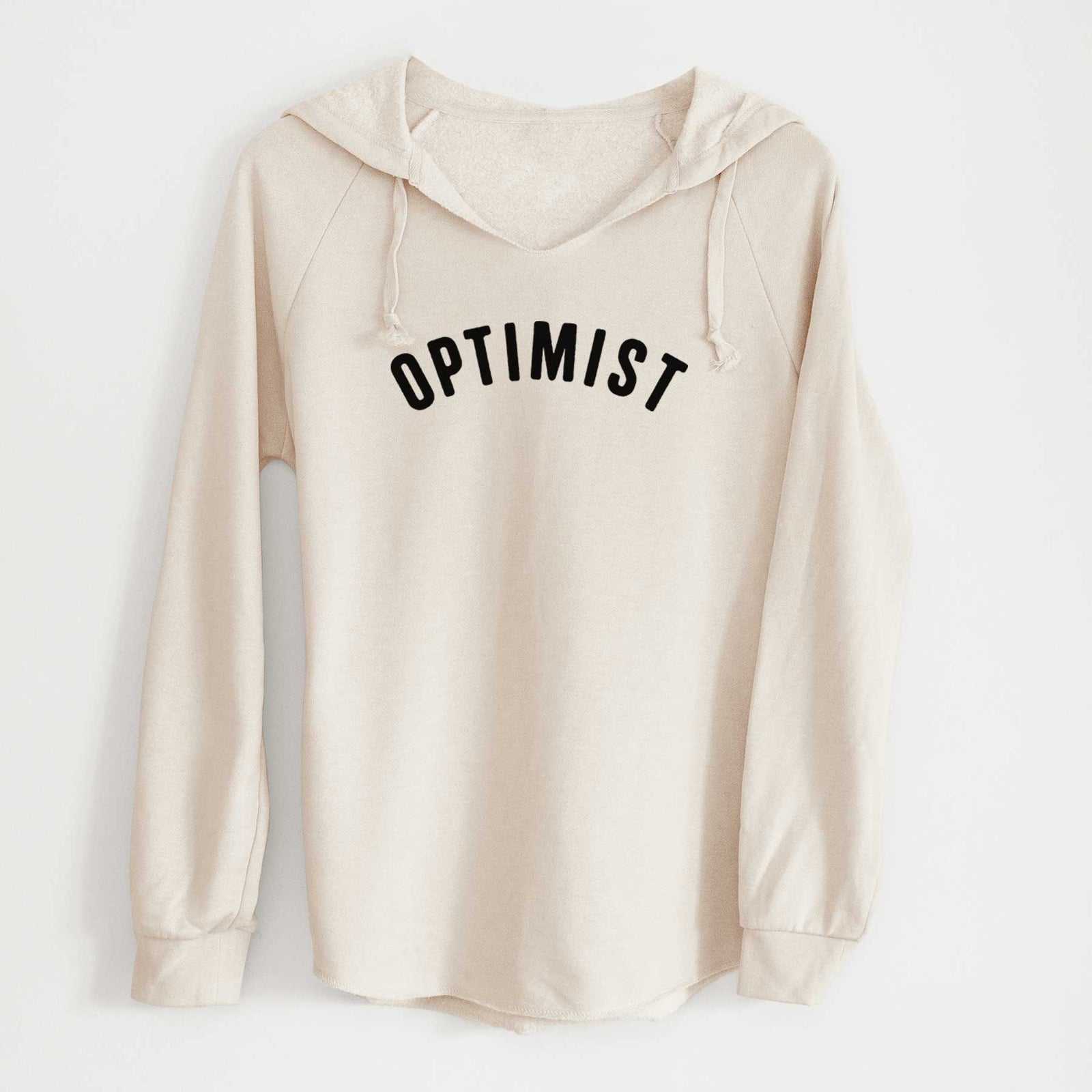 'Optimist - Articulate Collection' design on a Bone Cali Wave Hooded Sweatshirt