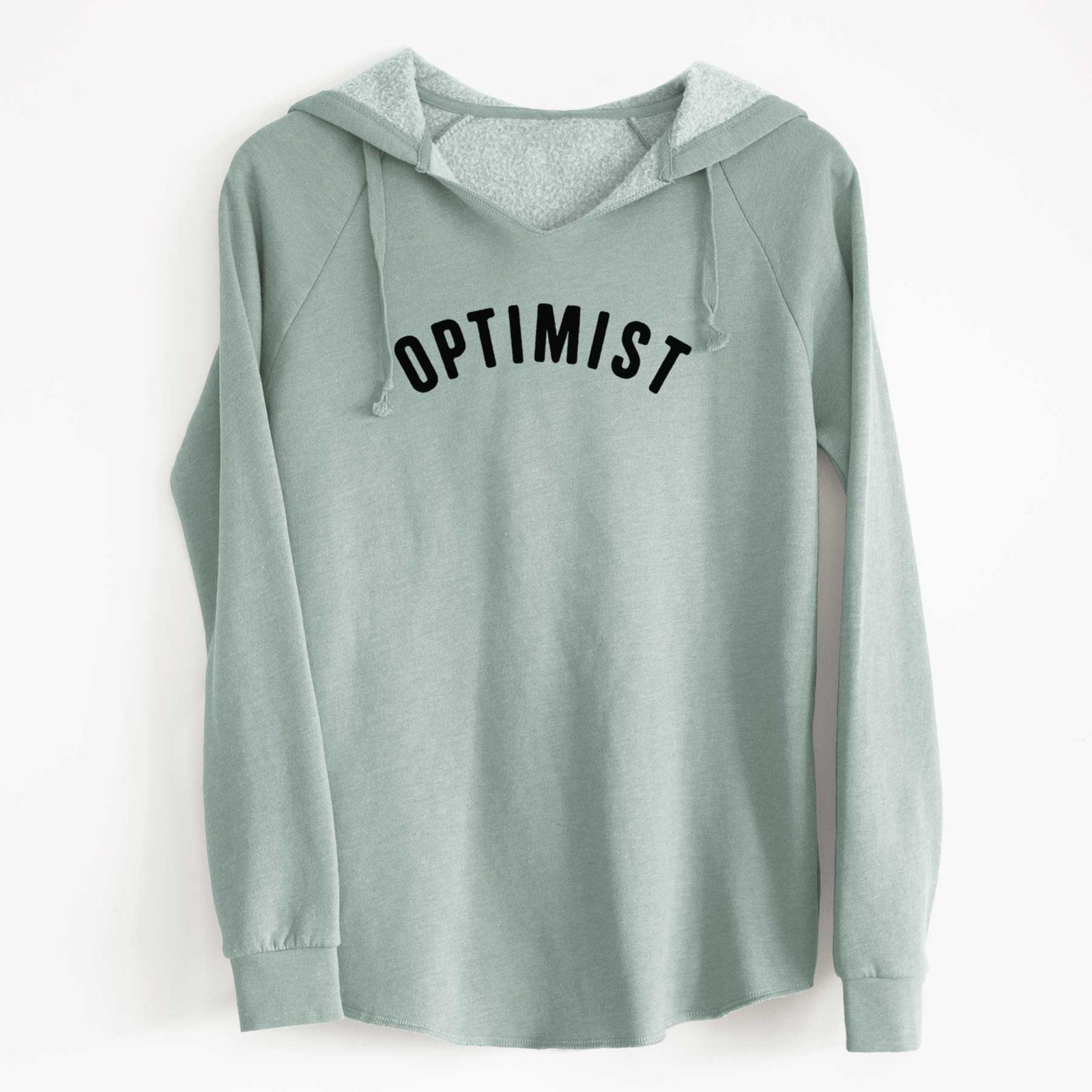 'Optimist - Articulate Collection' design on a Sage Cali Wave Hooded Sweatshirt