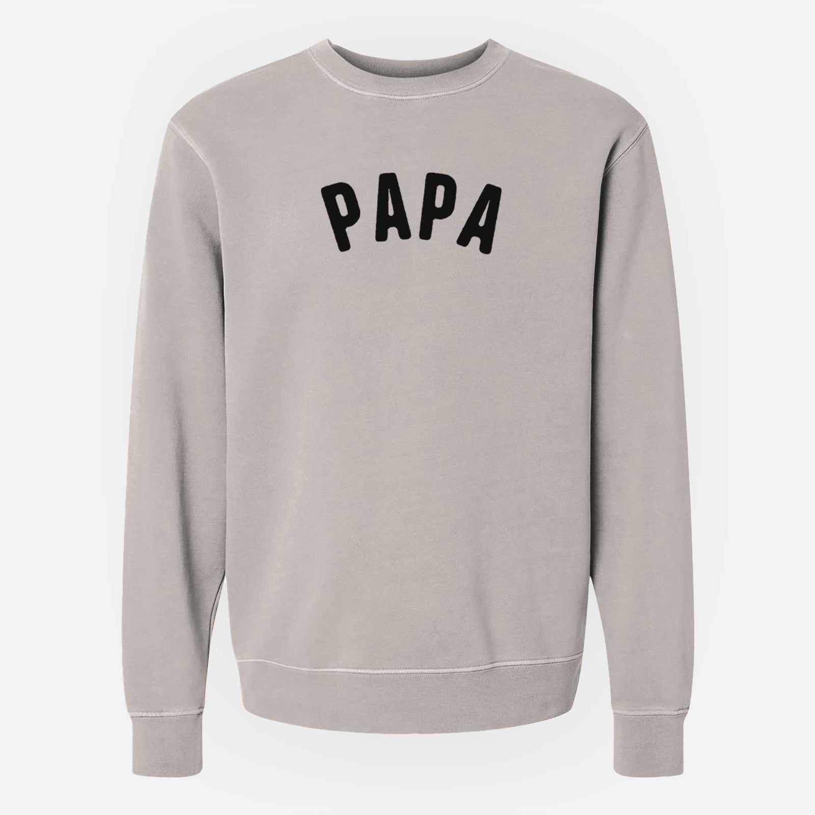 'Papa - Articulate Collection' design on a Cement Unisex pigment dyed crew sweatshirt