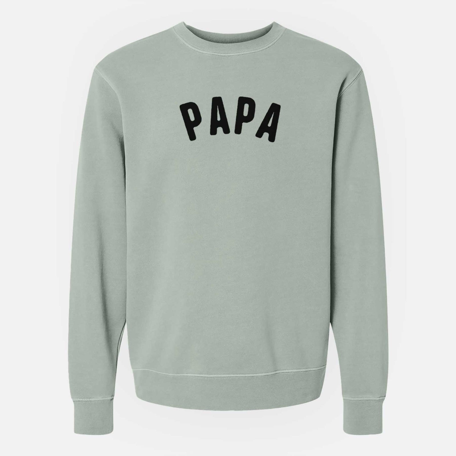 'Papa - Articulate Collection' design on a Sage Unisex pigment dyed crew sweatshirt