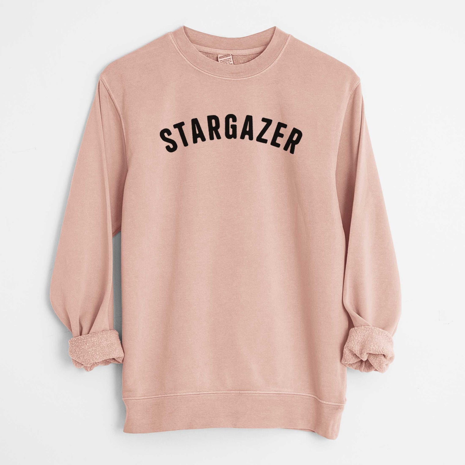 'Stargazer - Articulate Collection' design on a Dusty Pink Unisex pigment dyed crew sweatshirt