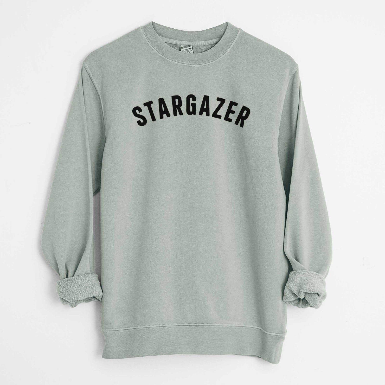 'Stargazer - Articulate Collection' design on a Sage Unisex pigment dyed crew sweatshirt
