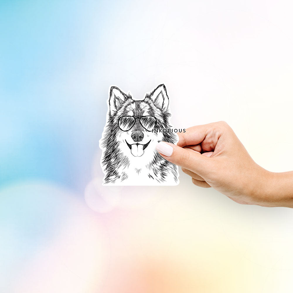 Hand-drawn sketch of Iben the Utonagan wearing aviator sunglasses on a Sticker decal