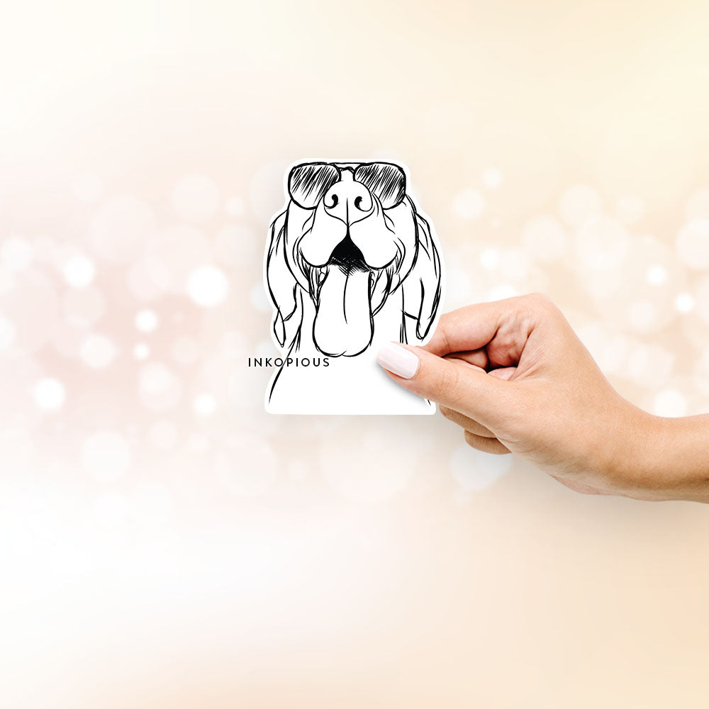 Hand-drawn sketch of Rhys the Vizsla wearing aviator sunglasses on a Sticker decal sticker