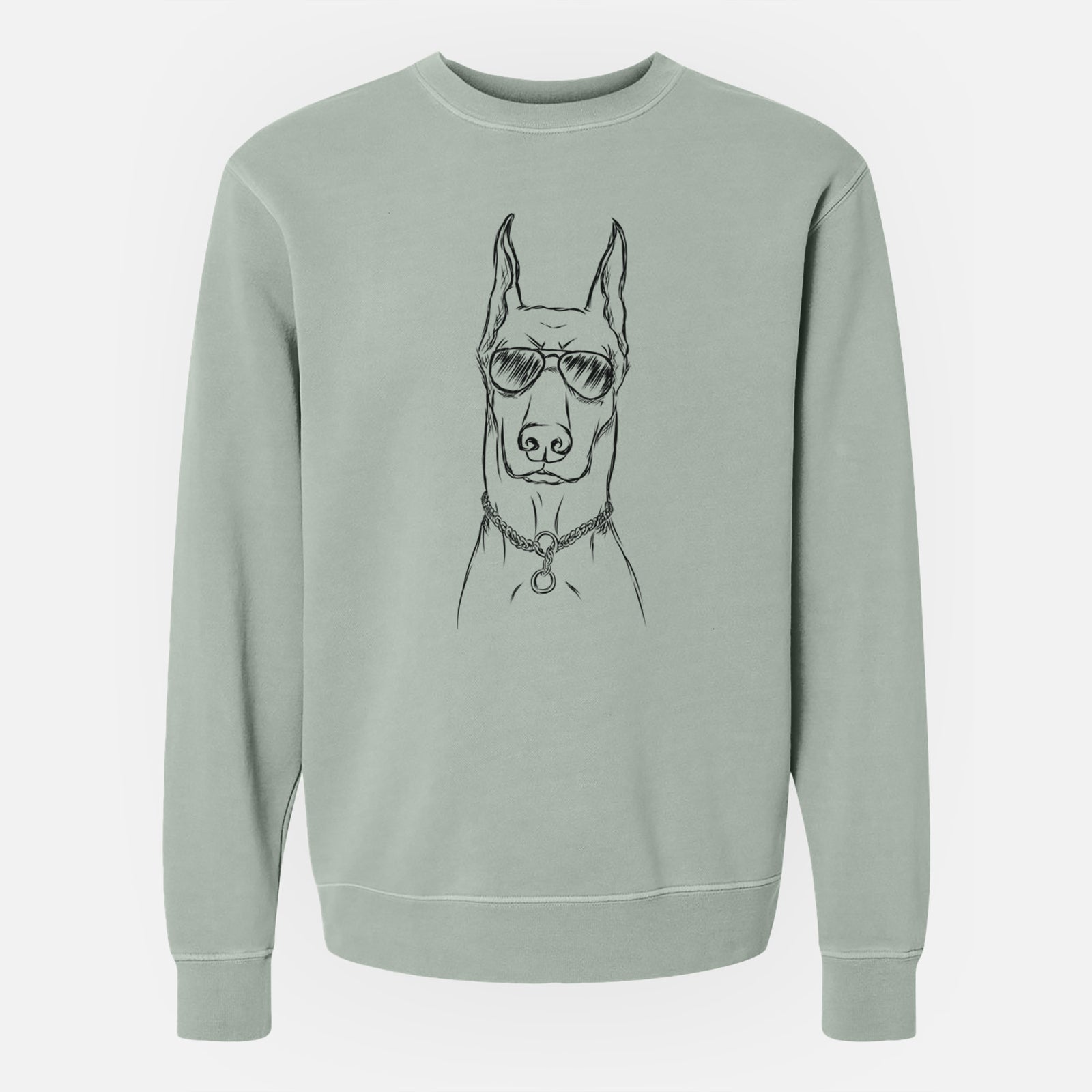 Aviator Ace the Doberman Pinscher - Unisex Pigment Dyed Crew Sweatshirt