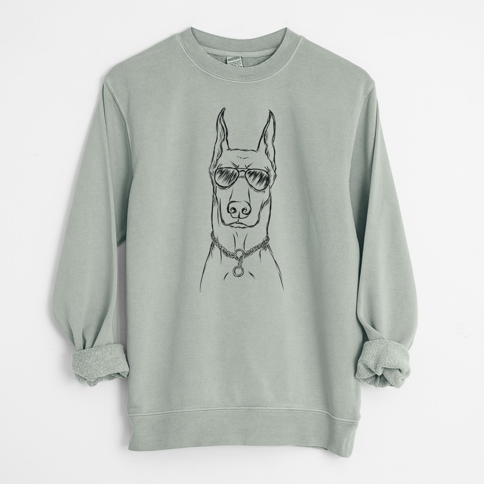 Aviator Ace the Doberman Pinscher - Unisex Pigment Dyed Crew Sweatshirt