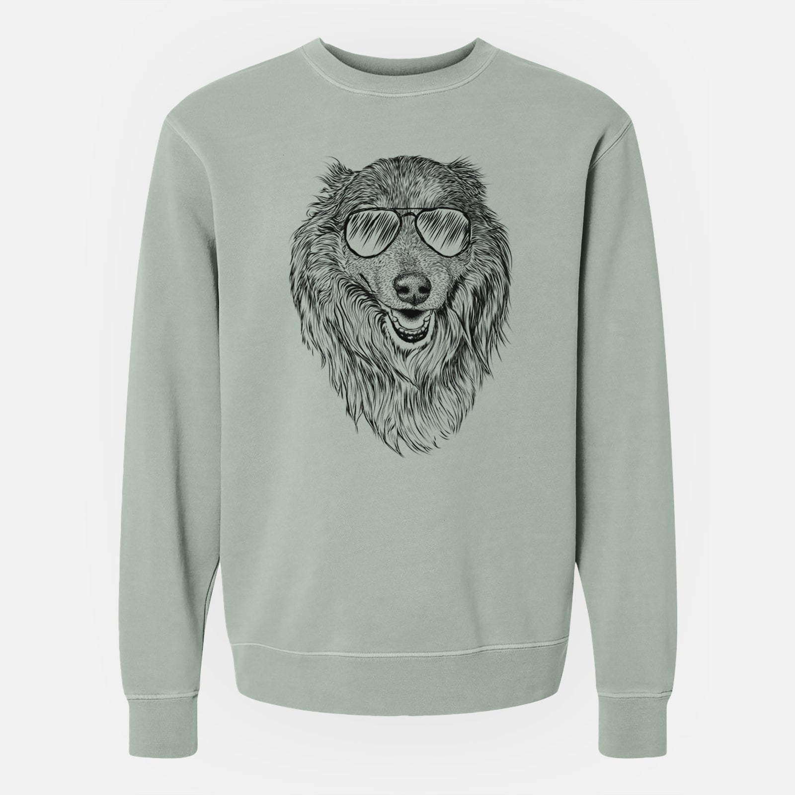 Aviator Addie the Collie Mix - Unisex Pigment Dyed Crew Sweatshirt
