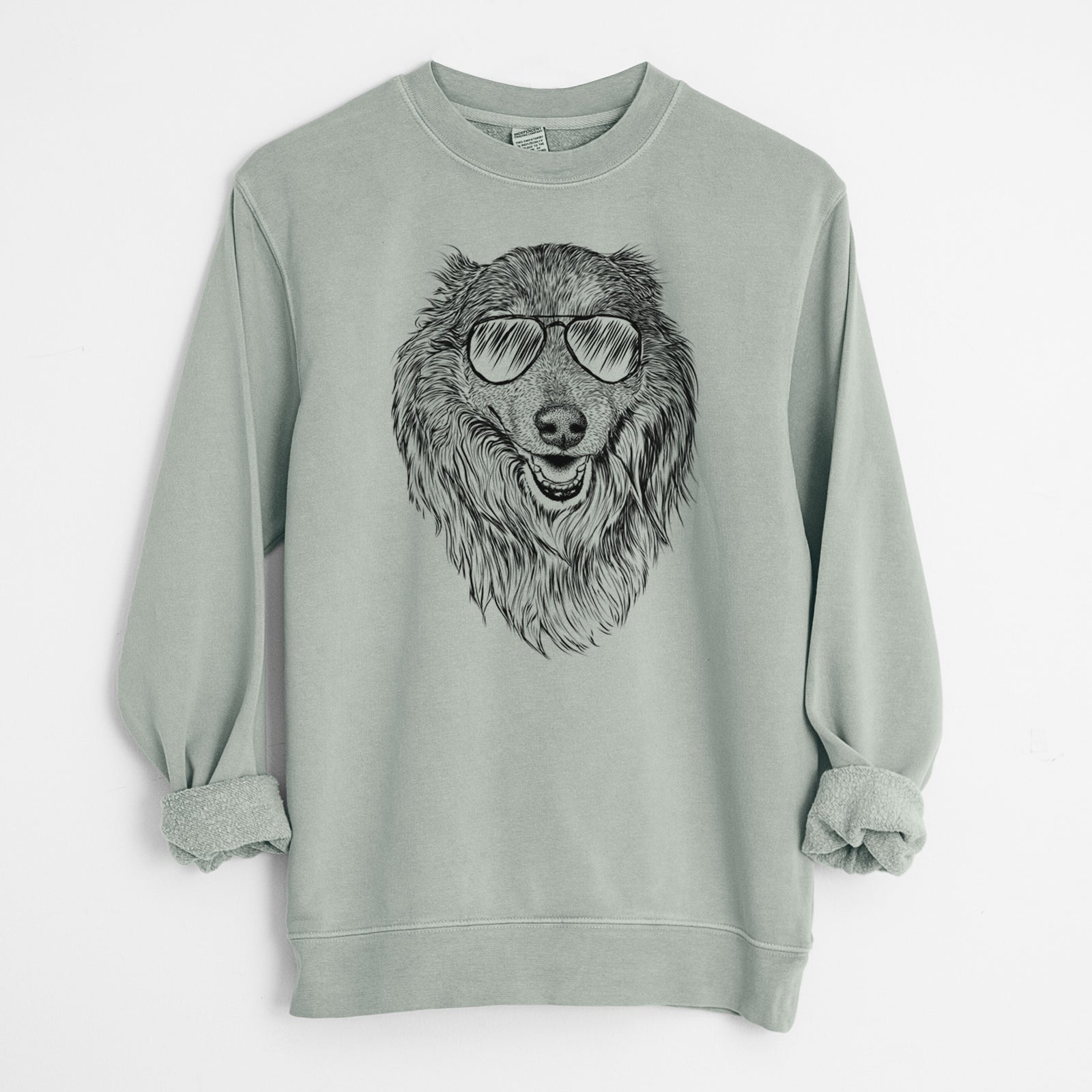 Aviator Addie the Collie Mix - Unisex Pigment Dyed Crew Sweatshirt