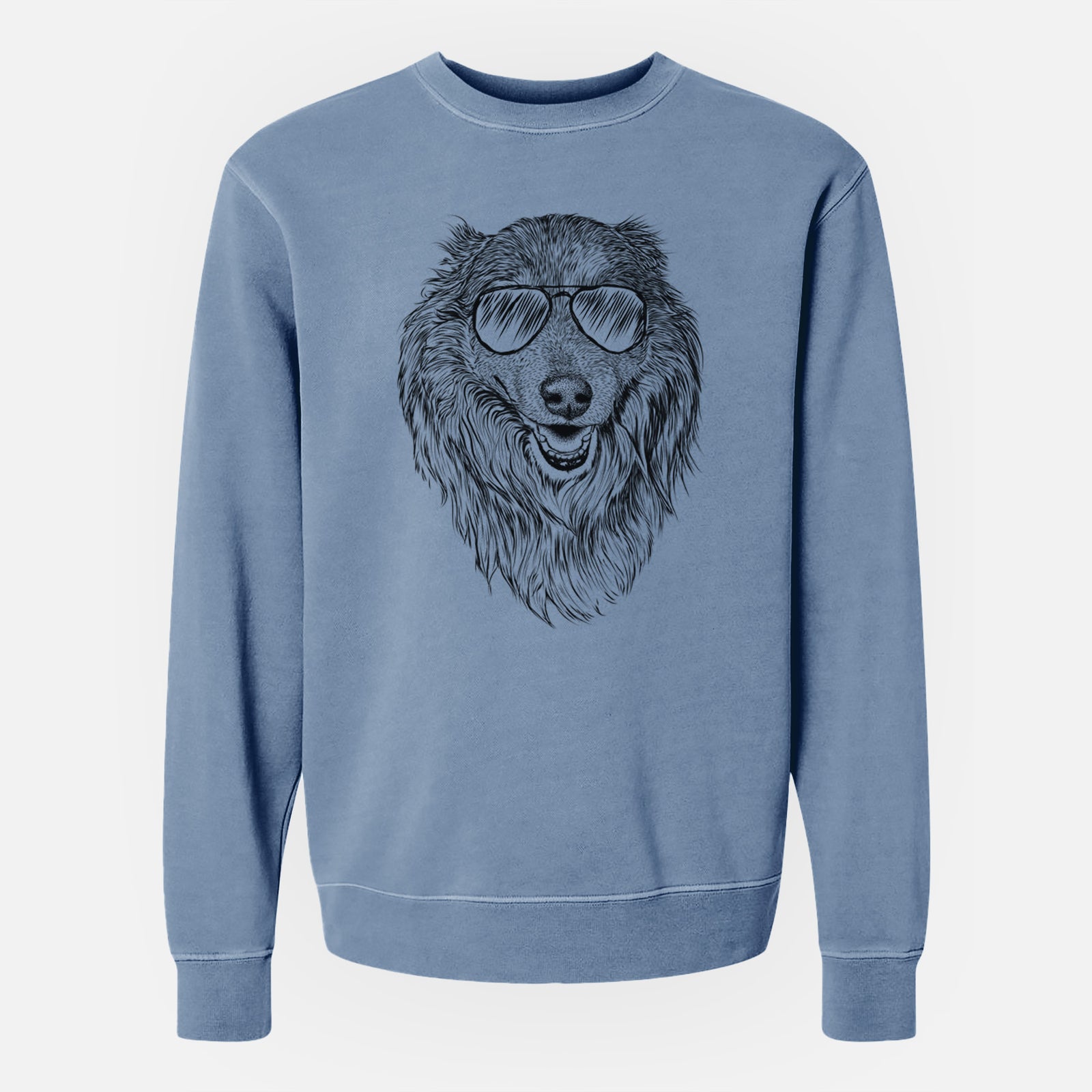 Aviator Addie the Collie Mix - Unisex Pigment Dyed Crew Sweatshirt
