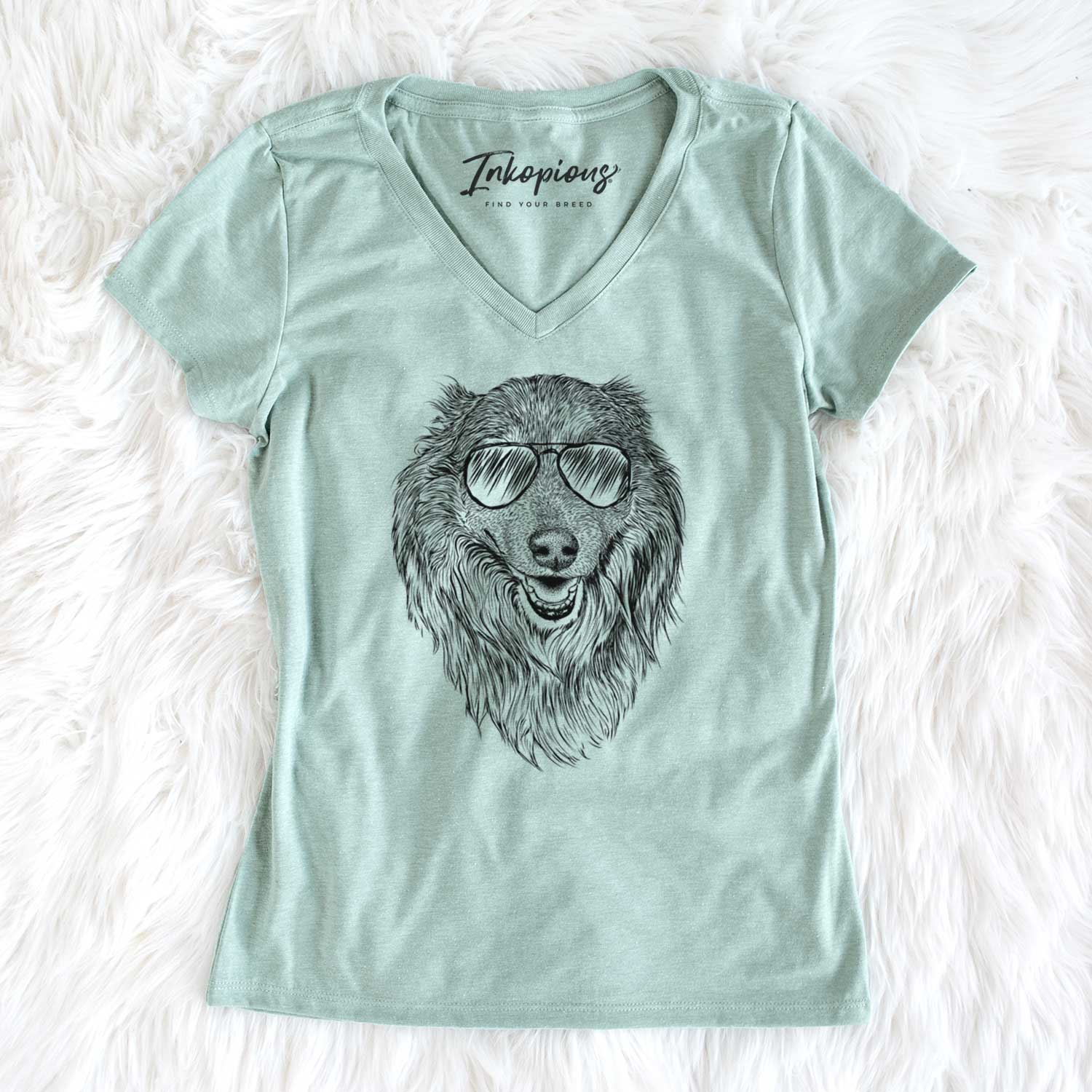 Aviator Addie the Collie Mix - Women's V-neck Shirt
