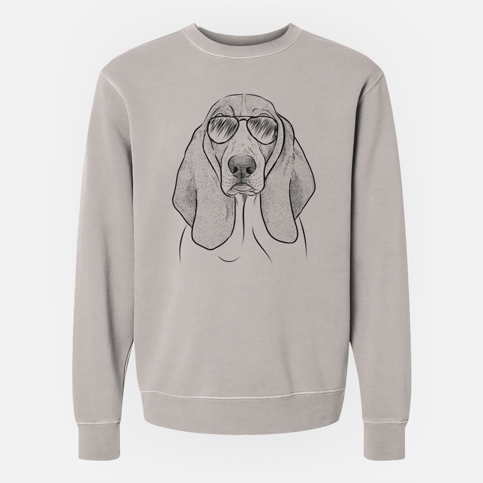 Aviator Addison the Basset Hound - Unisex Pigment Dyed Crew Sweatshirt