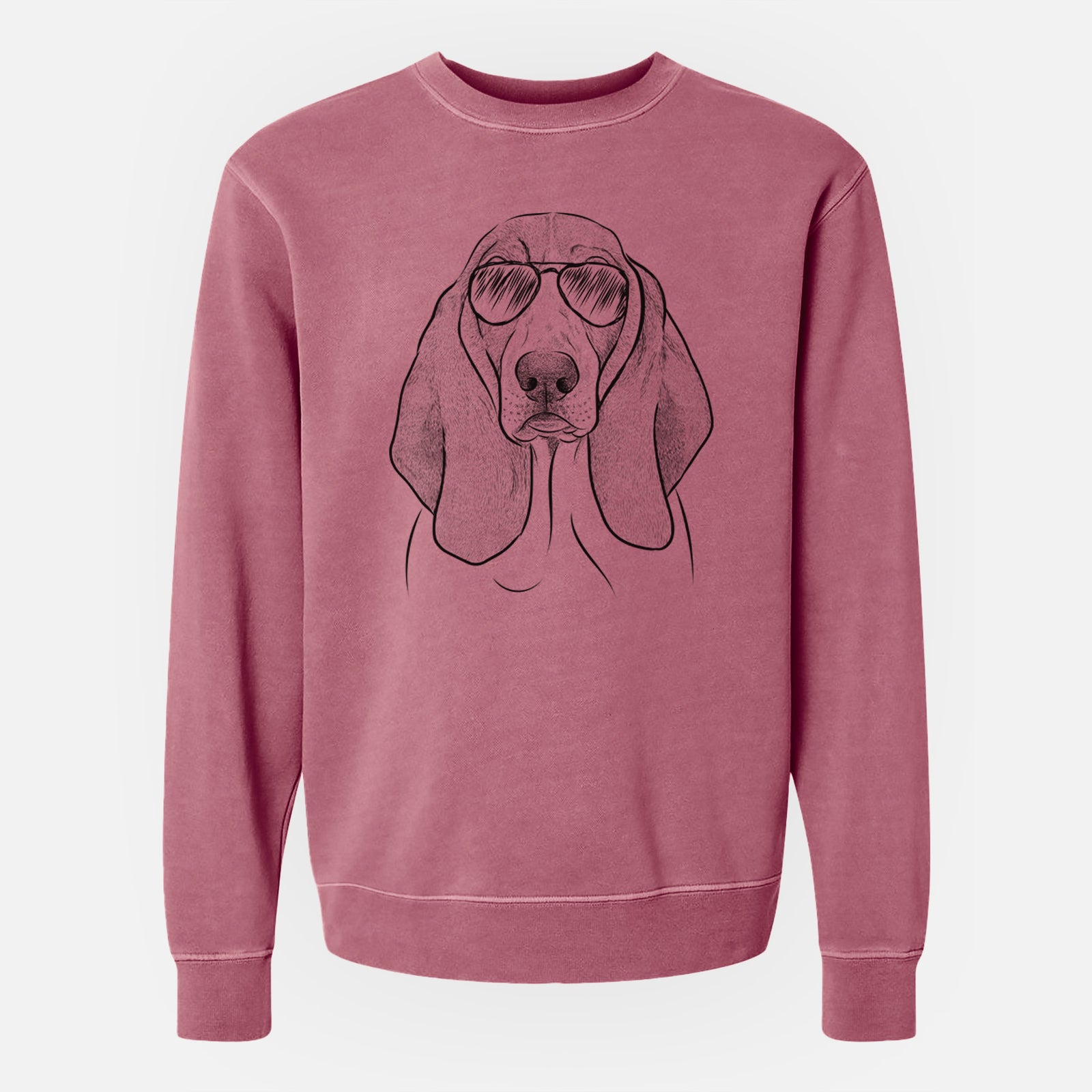 Aviator Addison the Basset Hound - Unisex Pigment Dyed Crew Sweatshirt