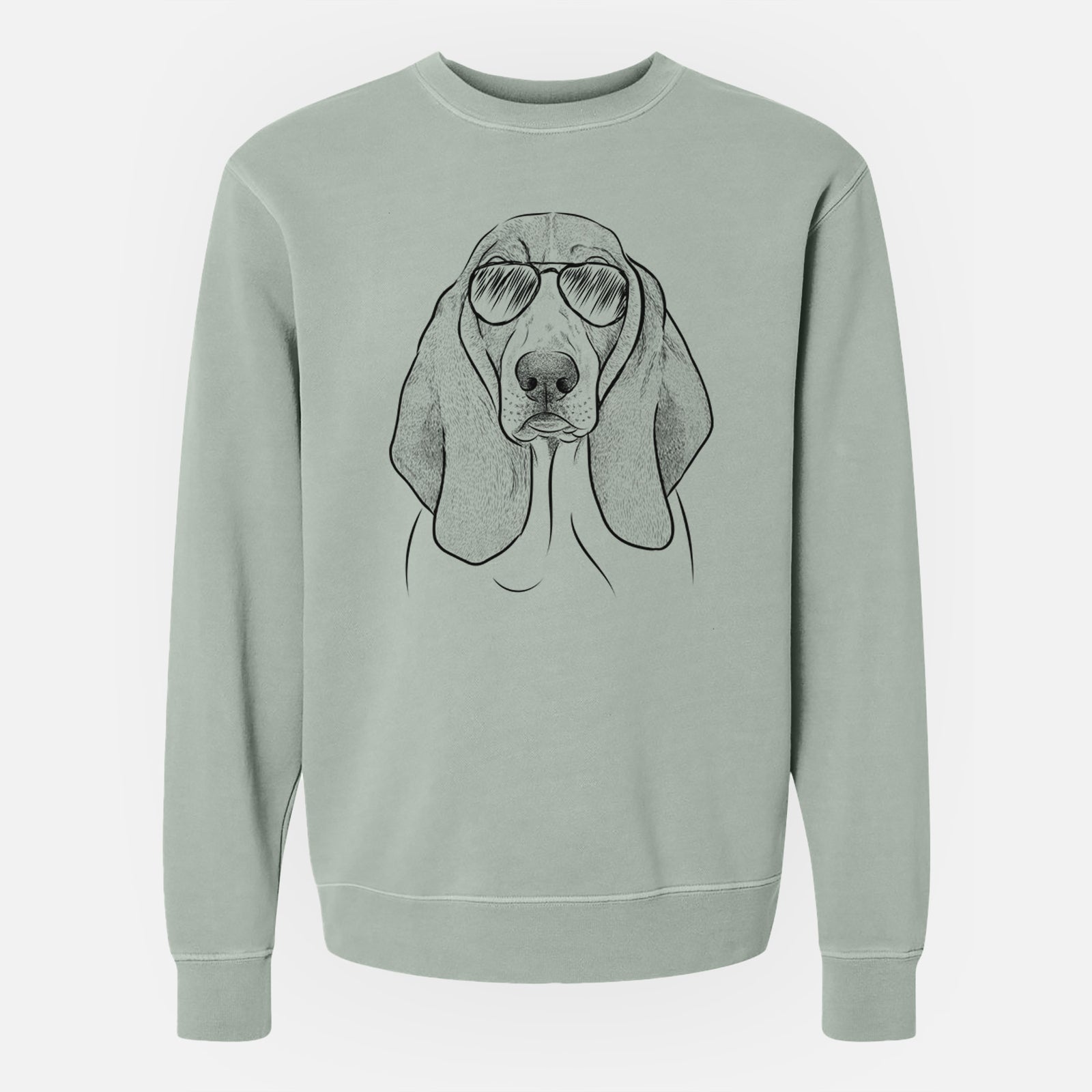 Aviator Addison the Basset Hound - Unisex Pigment Dyed Crew Sweatshirt