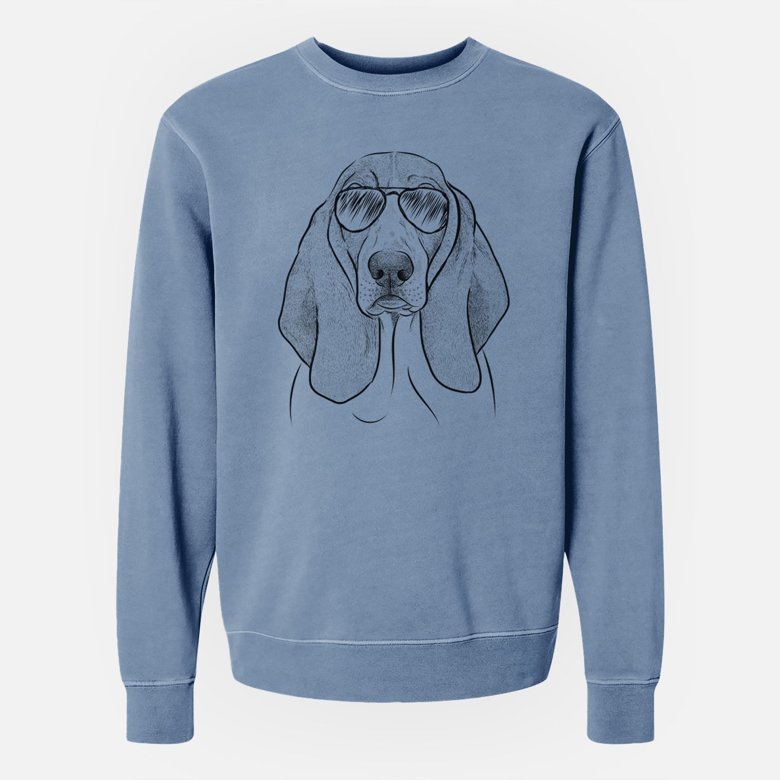 Aviator Addison the Basset Hound - Unisex Pigment Dyed Crew Sweatshirt