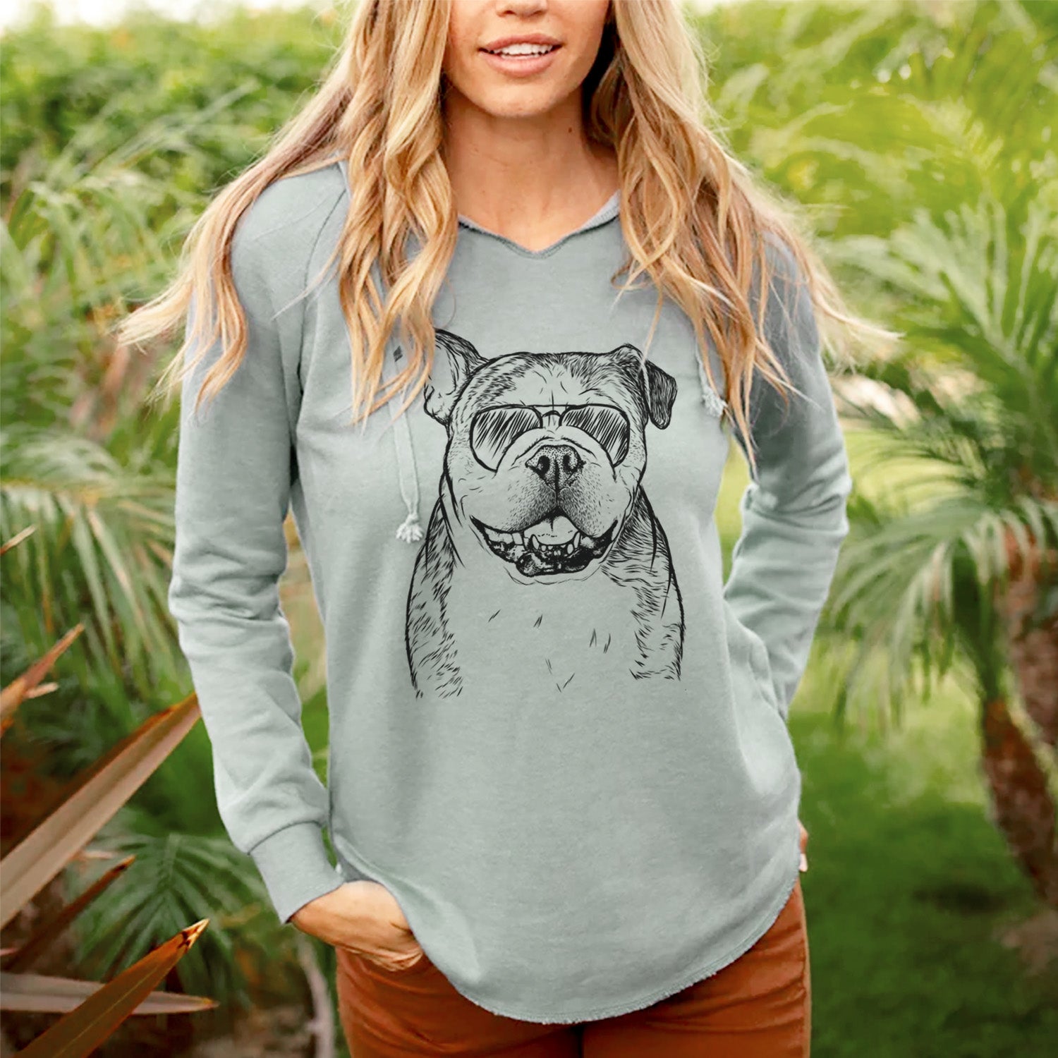 Aviator Agatha the Boston Bulldog - Cali Wave Hooded Sweatshirt