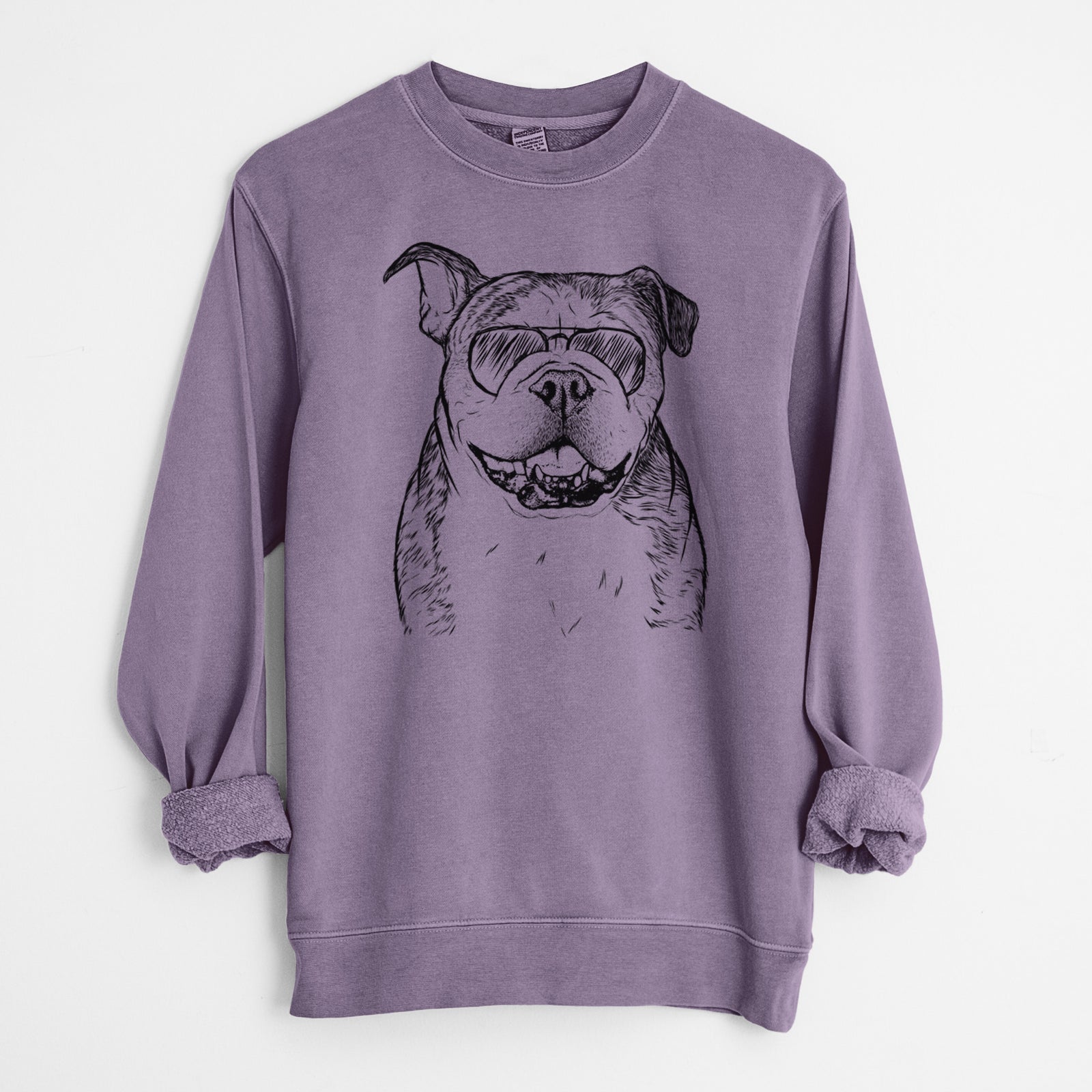 Aviator Agatha the Boston Bulldog - Unisex Pigment Dyed Crew Sweatshirt
