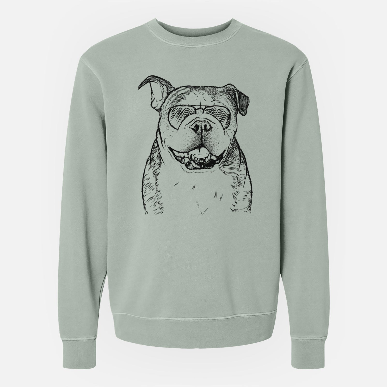 Aviator Agatha the Boston Bulldog - Unisex Pigment Dyed Crew Sweatshirt