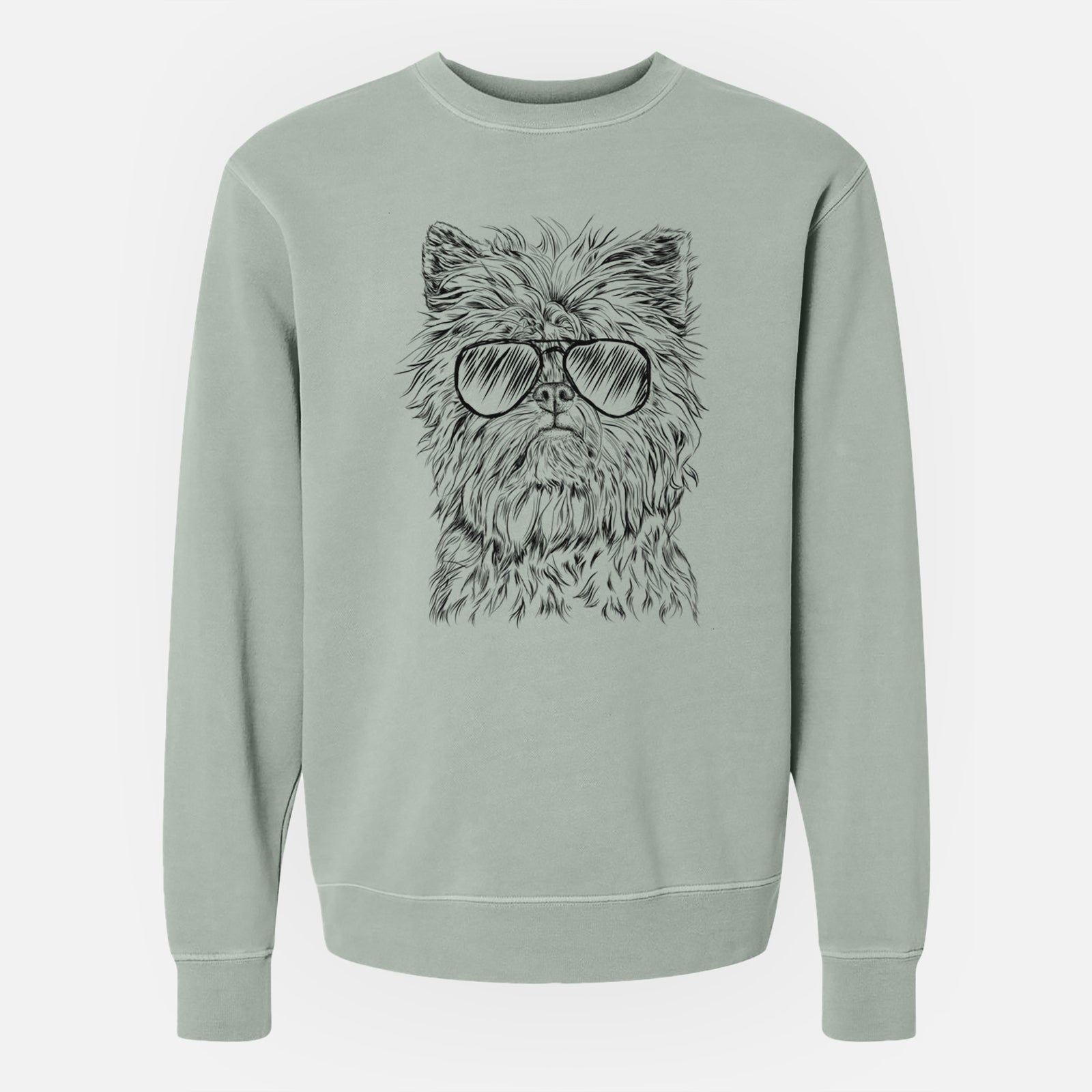 Aviator Alvin the Affenpinscher - Unisex Pigment Dyed Crew Sweatshirt