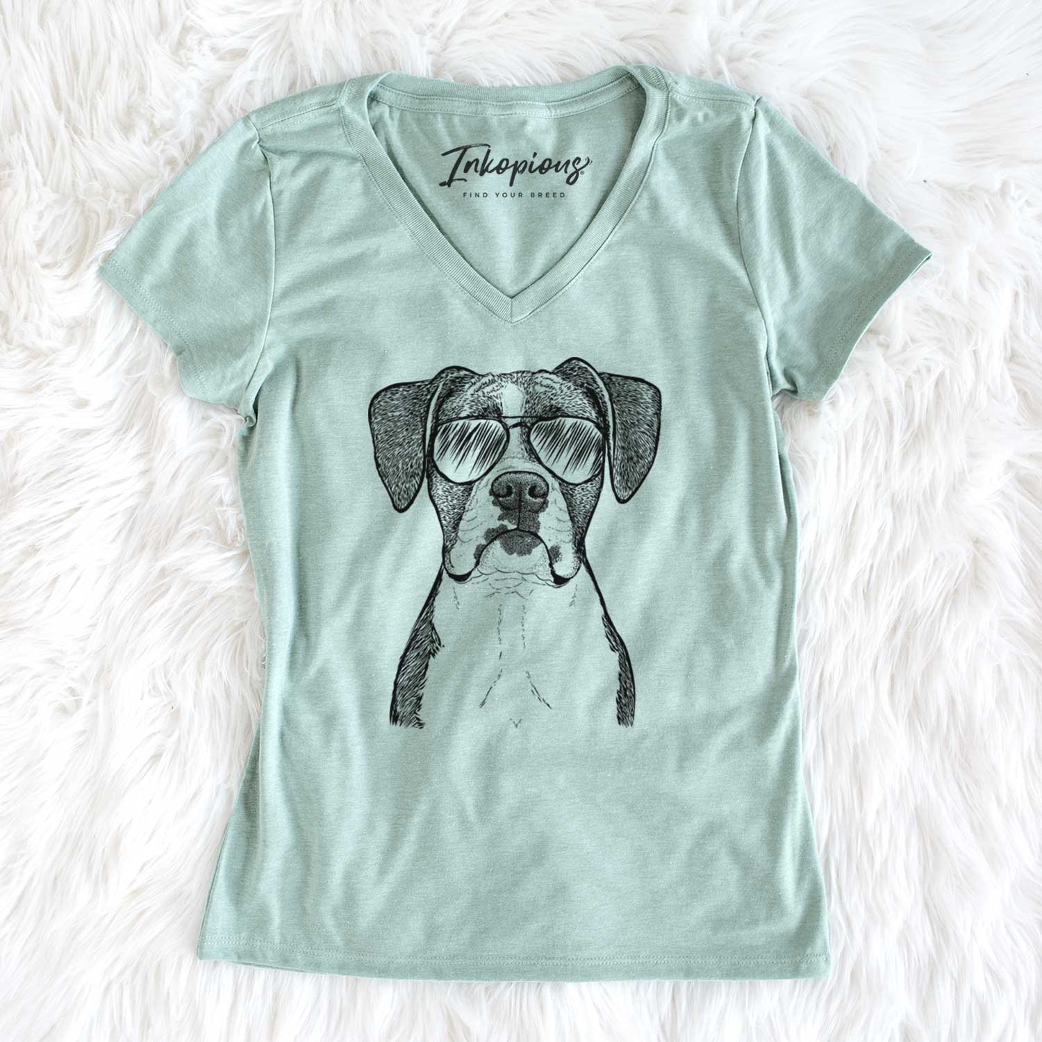 Aviator Annie the Boxer - Women's V-neck Shirt