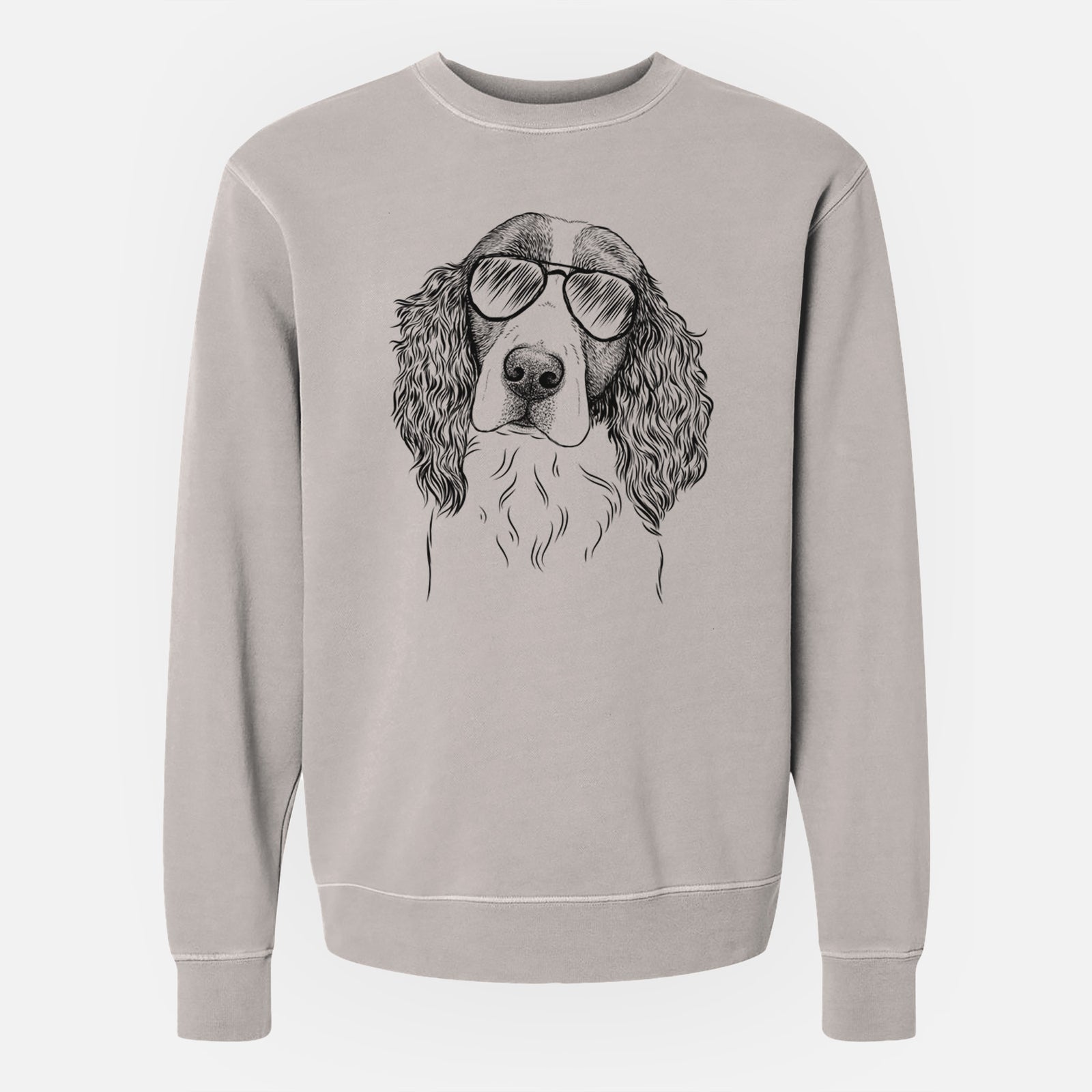Aviator Annie the English Springer Spaniel - Unisex Pigment Dyed Crew Sweatshirt