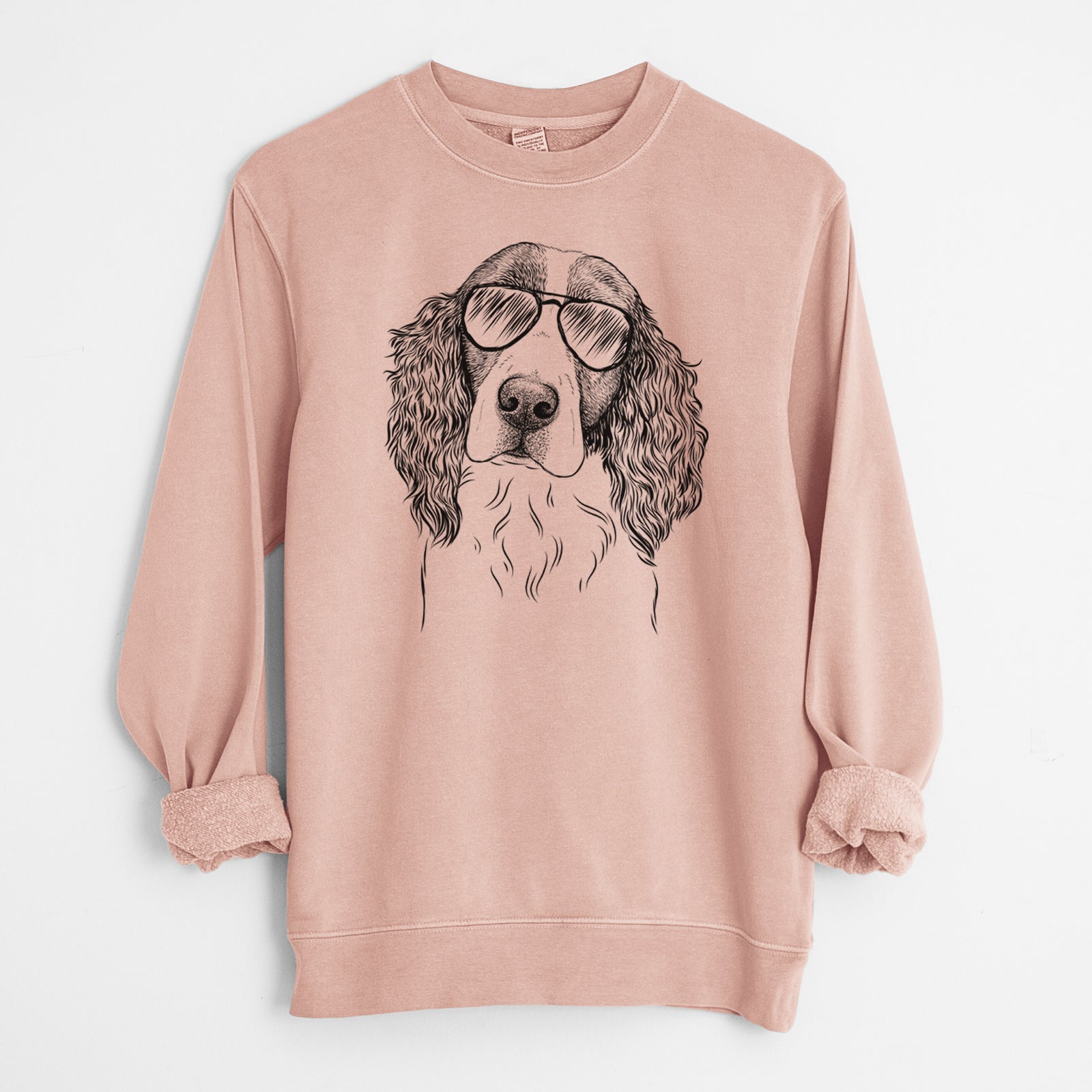 Aviator Annie the English Springer Spaniel - Unisex Pigment Dyed Crew Sweatshirt