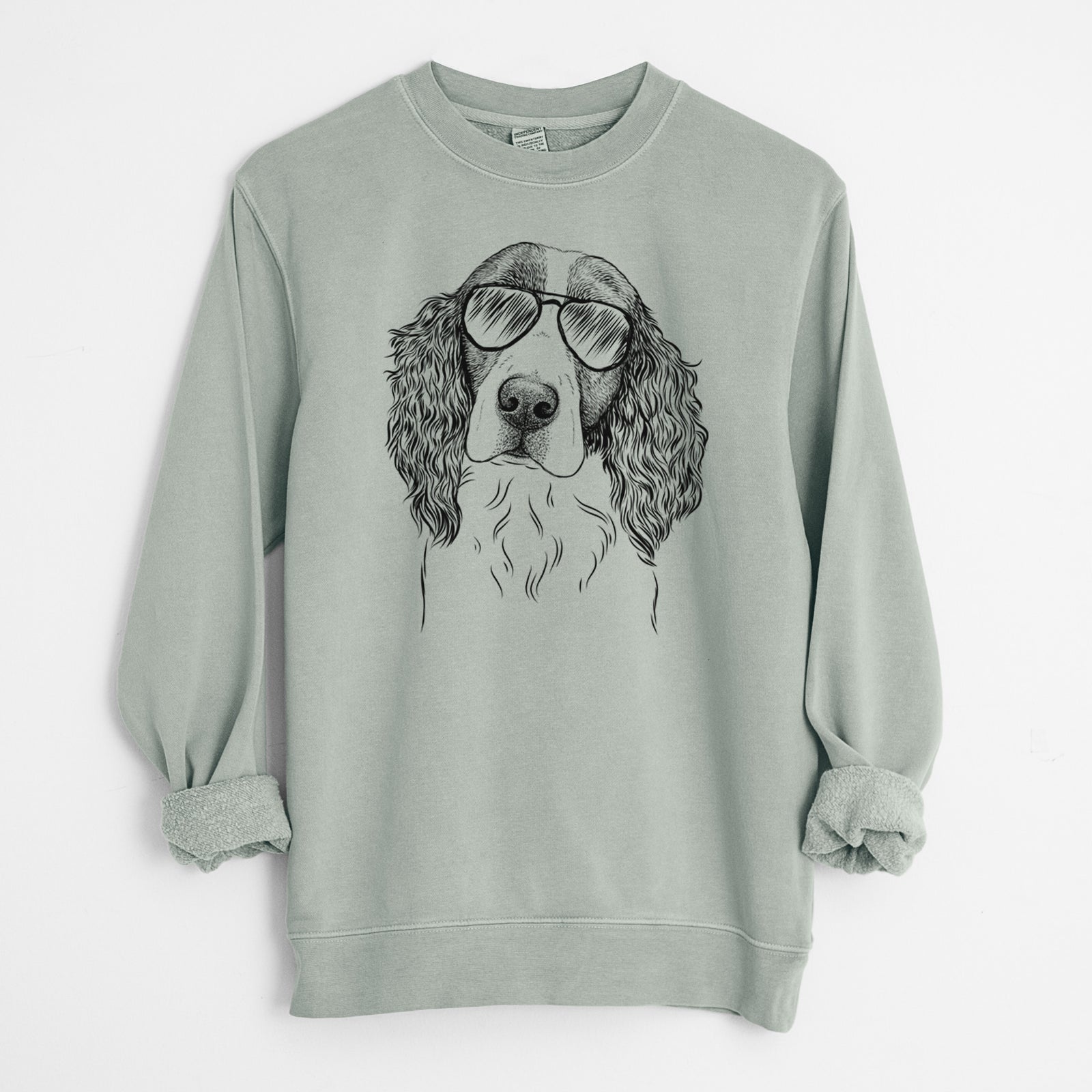 Aviator Annie the English Springer Spaniel - Unisex Pigment Dyed Crew Sweatshirt
