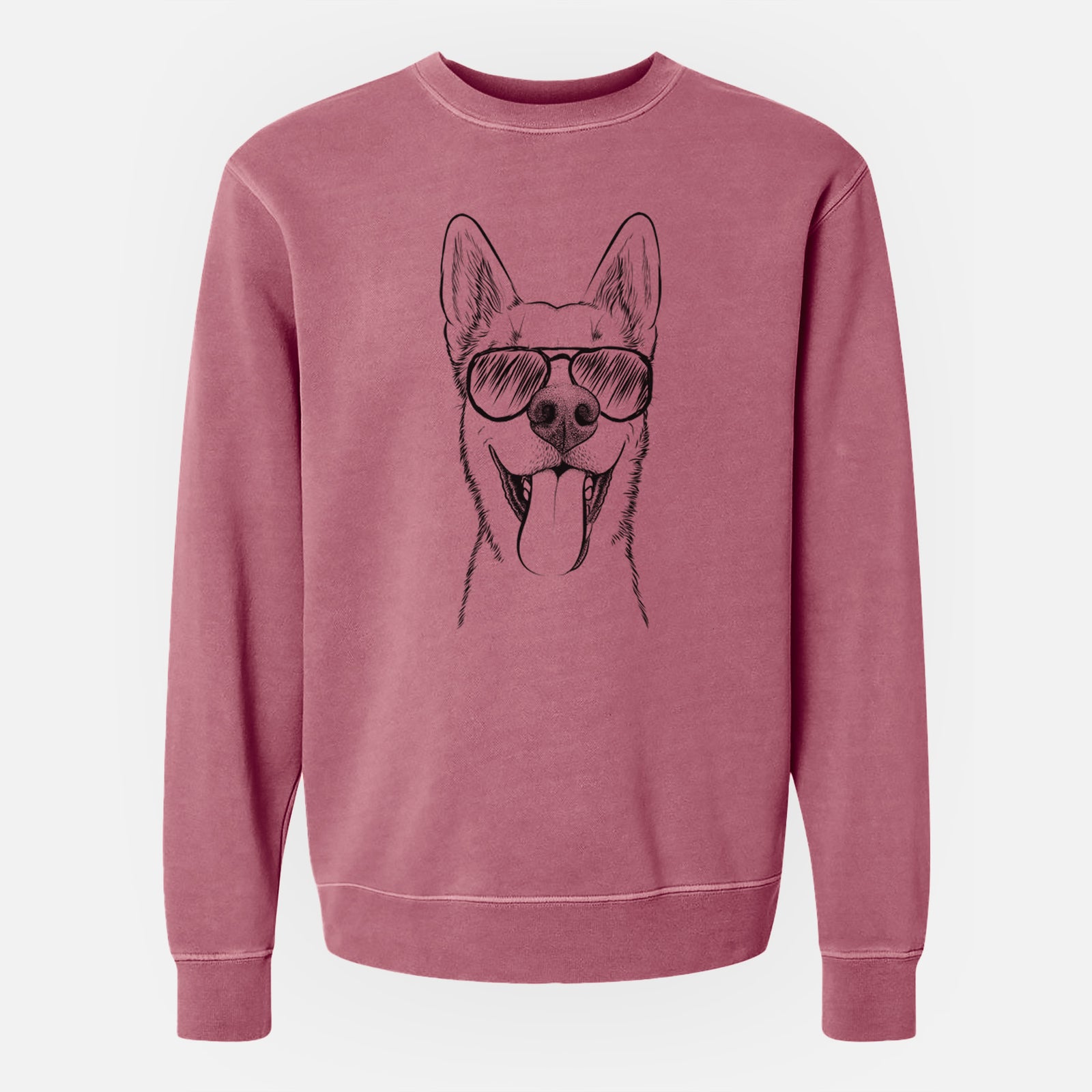 Aviator Arlo the Husky Shepherd Mix - Unisex Pigment Dyed Crew Sweatshirt
