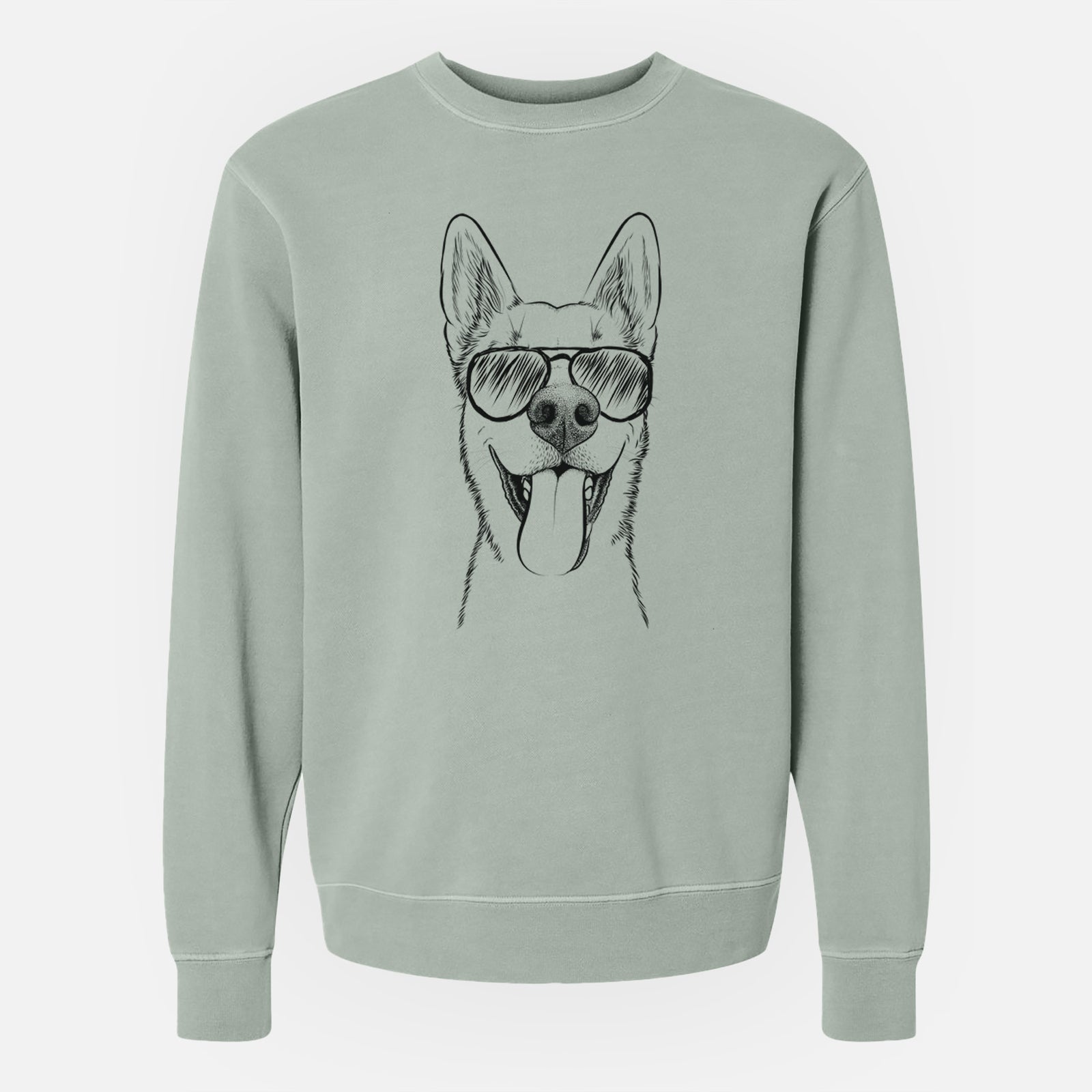 Aviator Arlo the Husky Shepherd Mix - Unisex Pigment Dyed Crew Sweatshirt