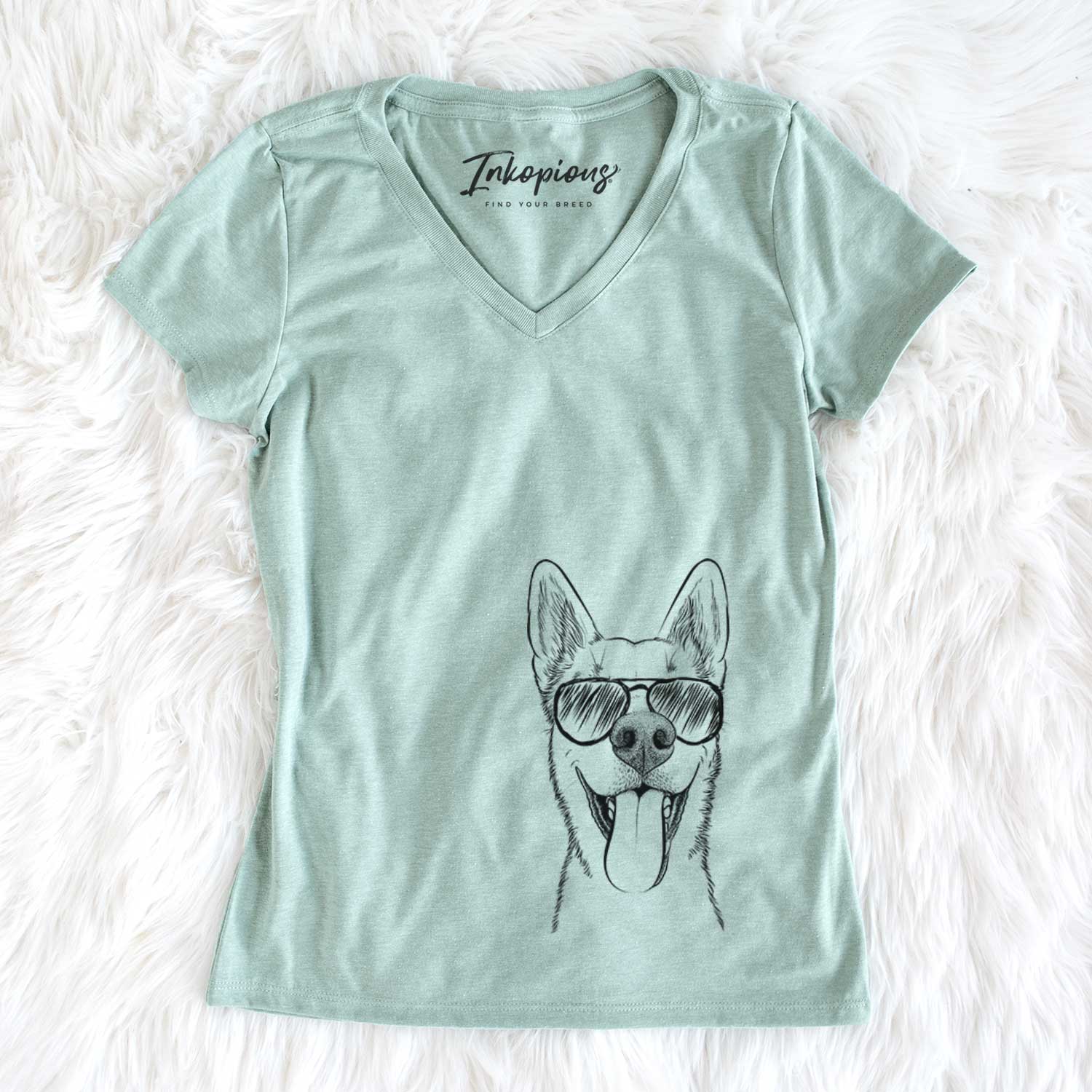 Aviator Arlo the Husky Shepherd Mix - Women's V-neck Shirt