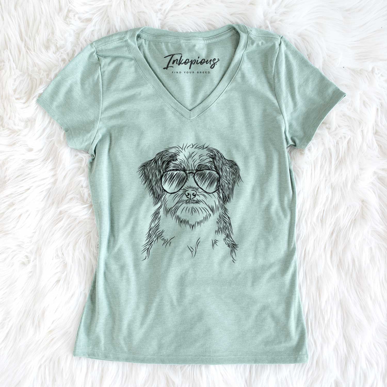 Aviator Asa the Havanese - Women's V-neck Shirt