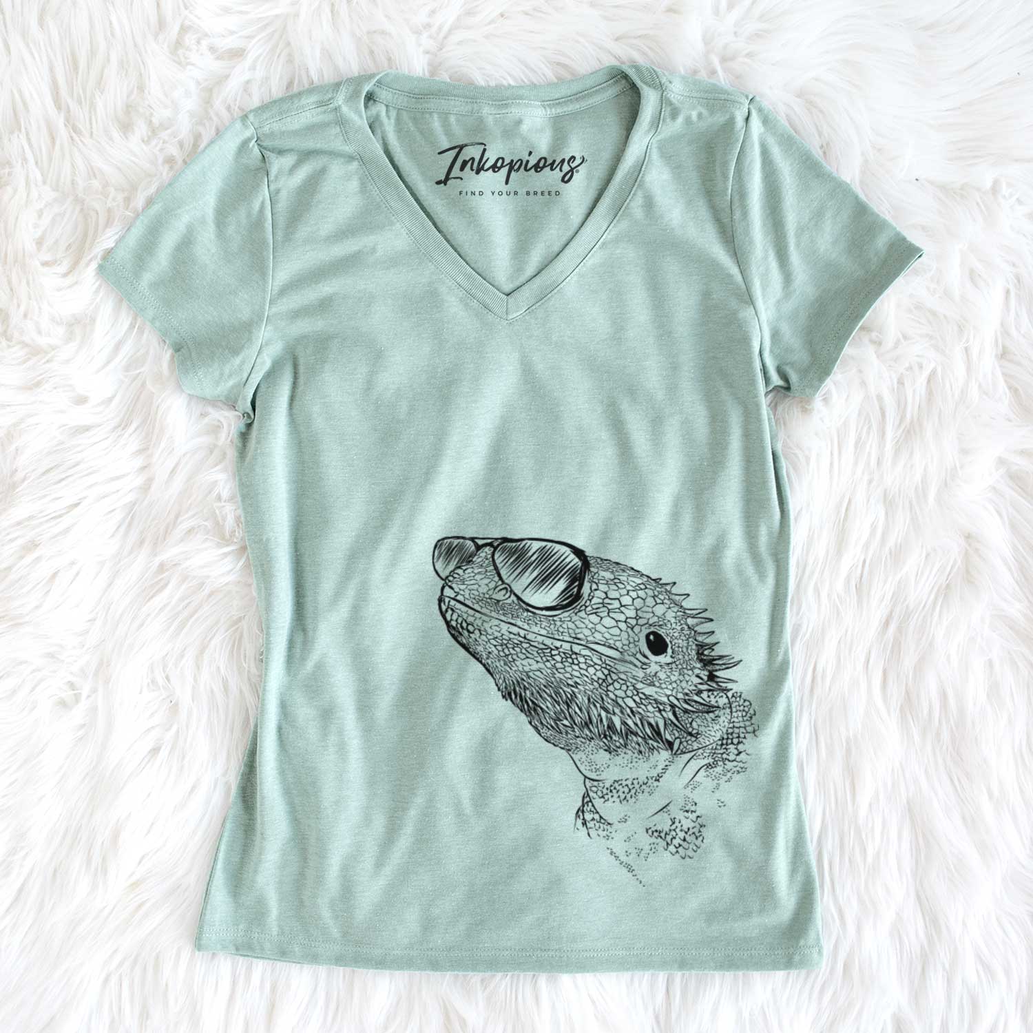 Aviator Ash the Bearded Dragon - Women's V-neck Shirt