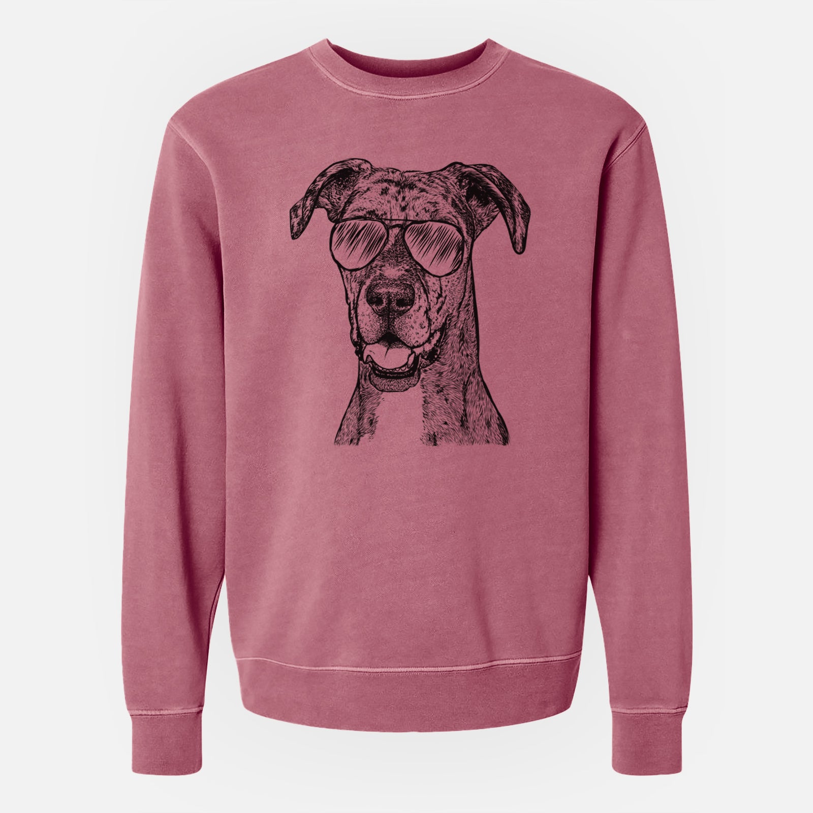 Aviator Athena the Merle Great Dane - Unisex Pigment Dyed Crew Sweatshirt