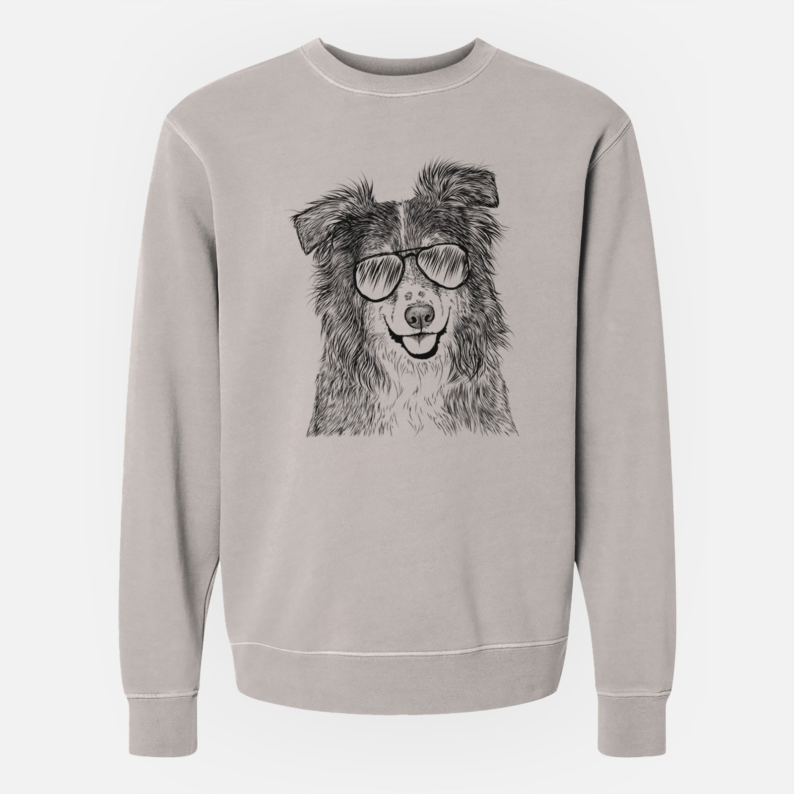 Aviator Aushe the Australian Shepherd - Unisex Pigment Dyed Crew Sweatshirt