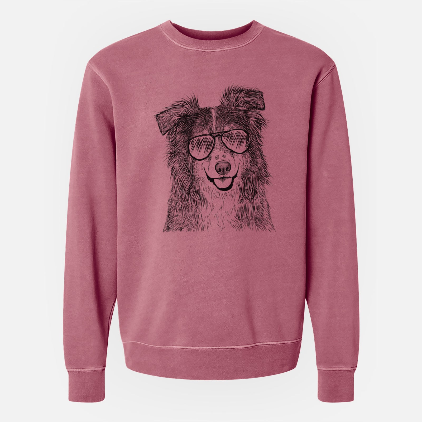 Aviator Aushe the Australian Shepherd - Unisex Pigment Dyed Crew Sweatshirt