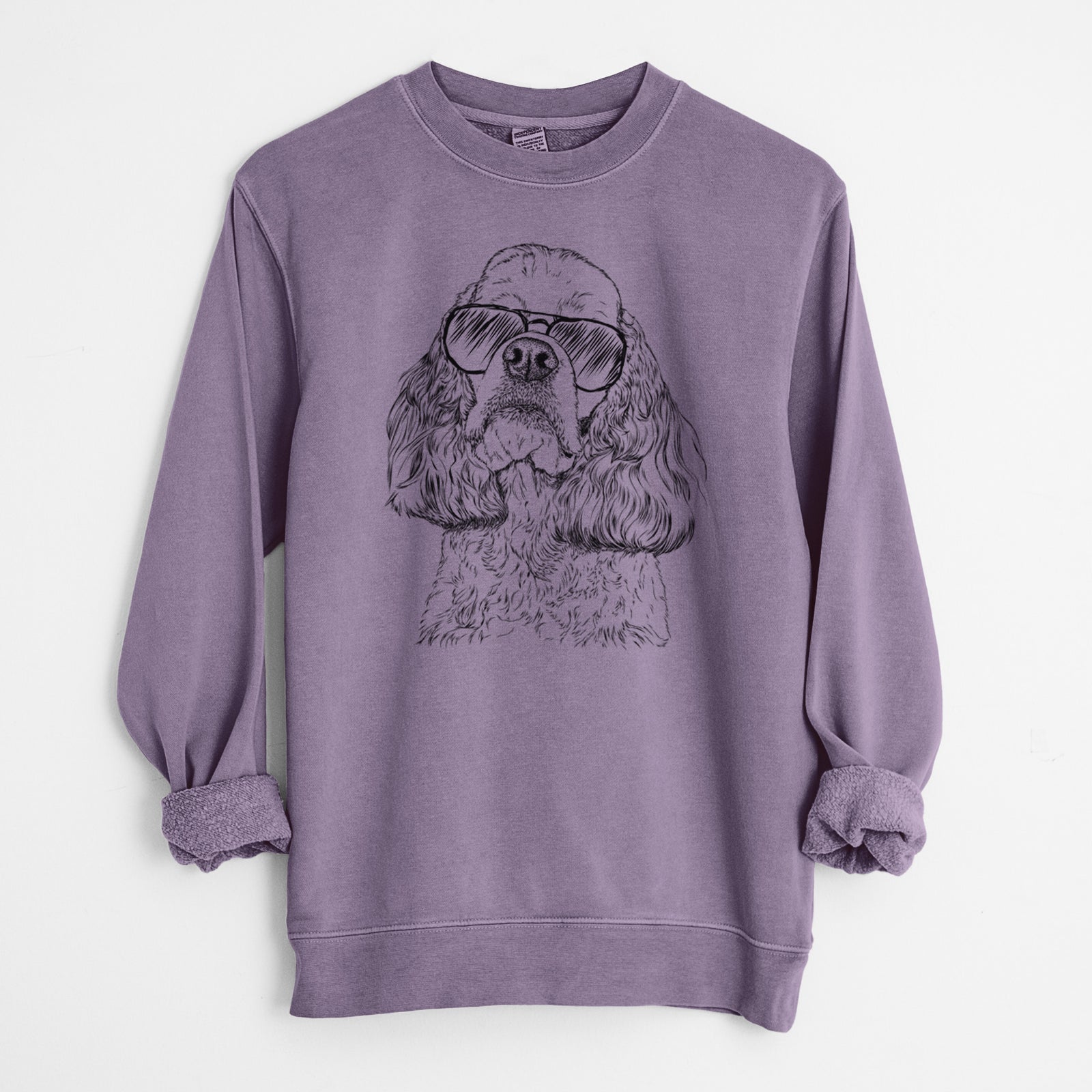 Aviator Bailey the American Cocker Spaniel - Unisex Pigment Dyed Crew Sweatshirt