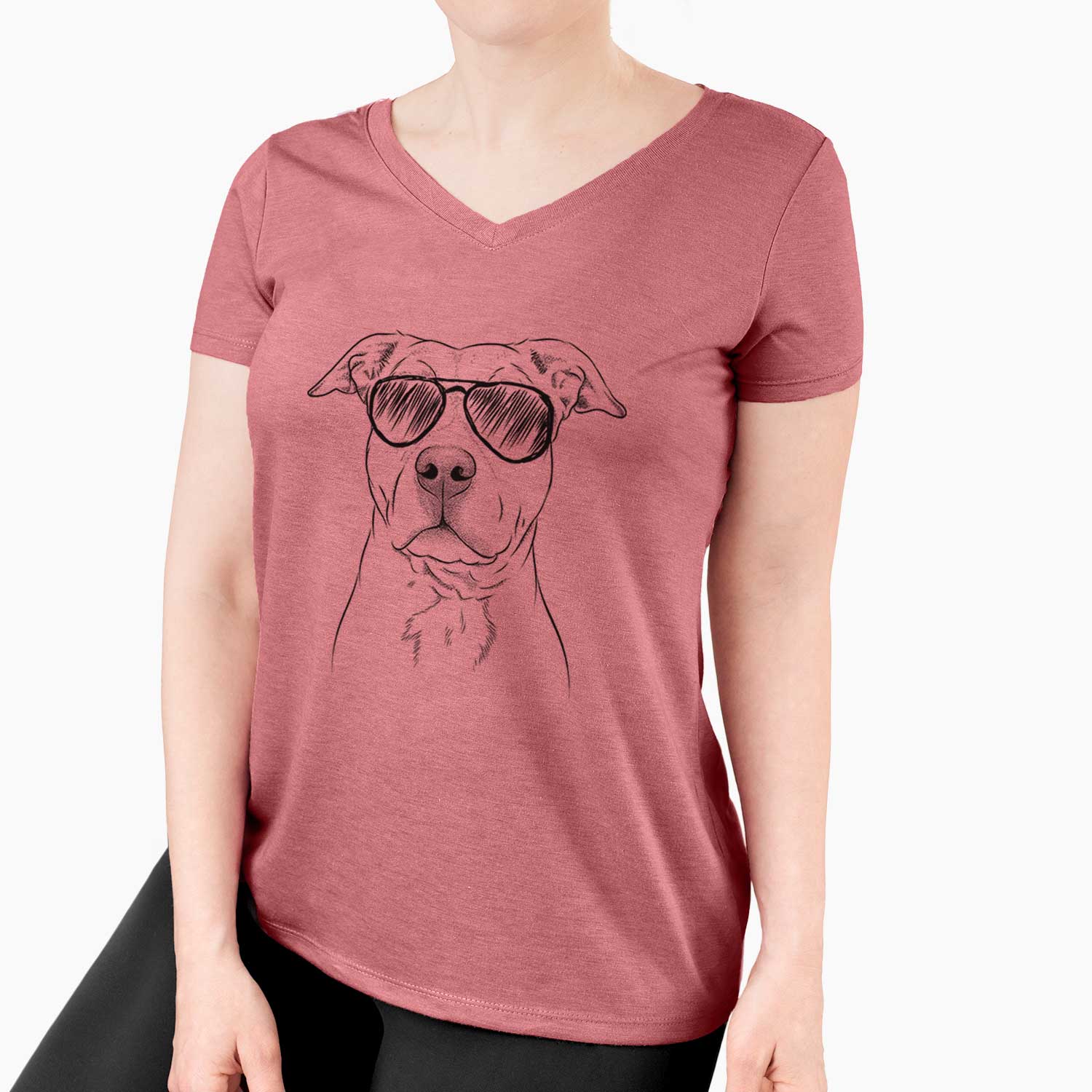 Aviator Bailey the American Staffordshire Terrier - Women's V-neck Shirt