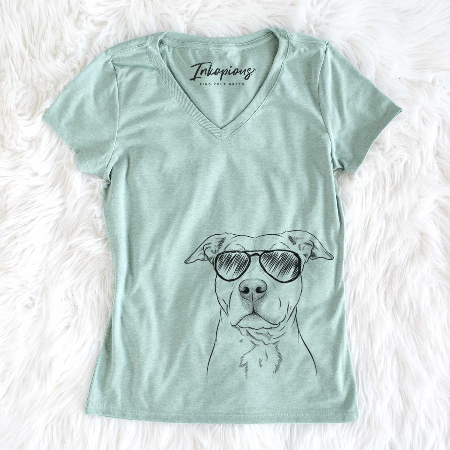 Aviator Bailey the American Staffordshire Terrier - Women's V-neck Shirt