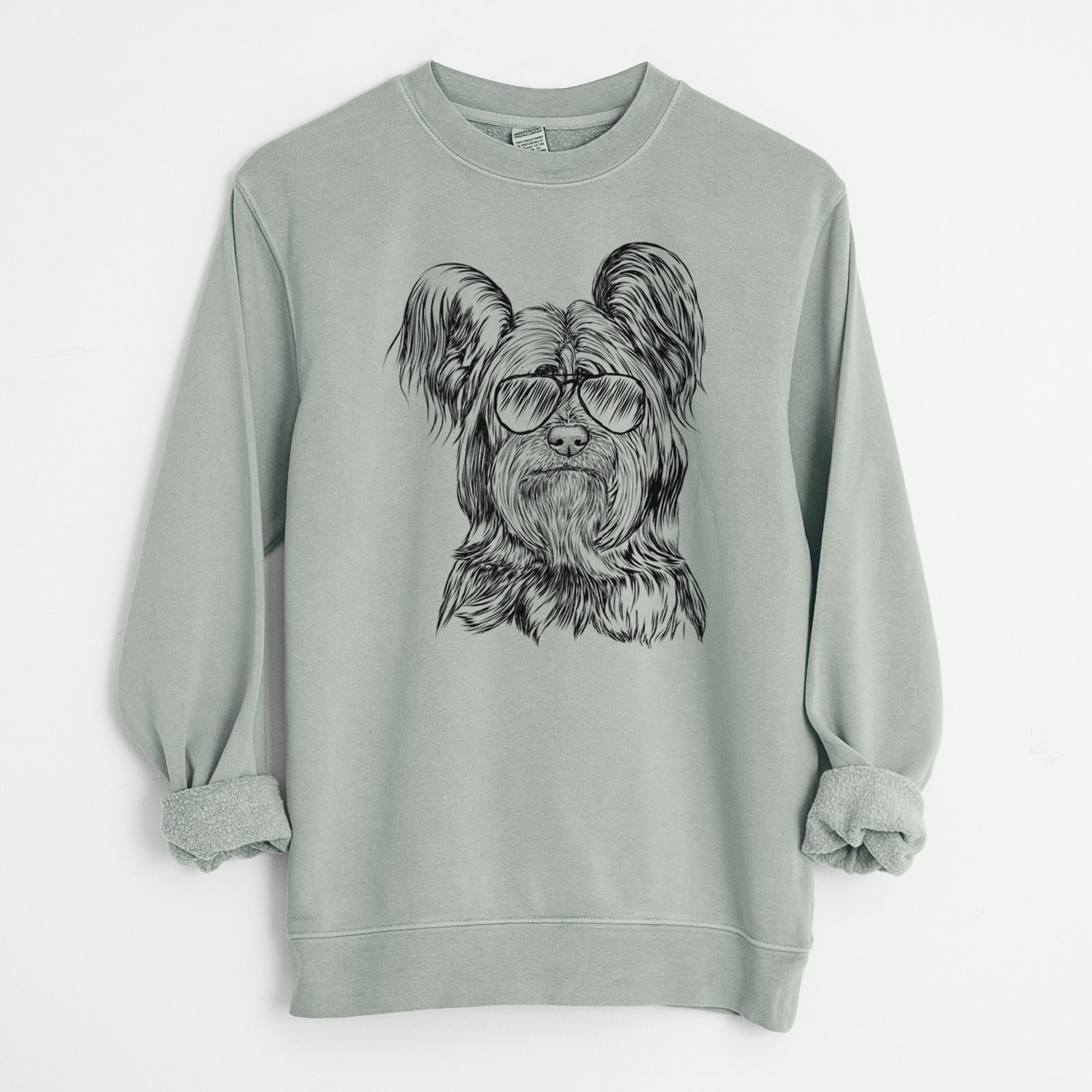 Aviator Bandit the Skye Terrier - Unisex Pigment Dyed Crew Sweatshirt