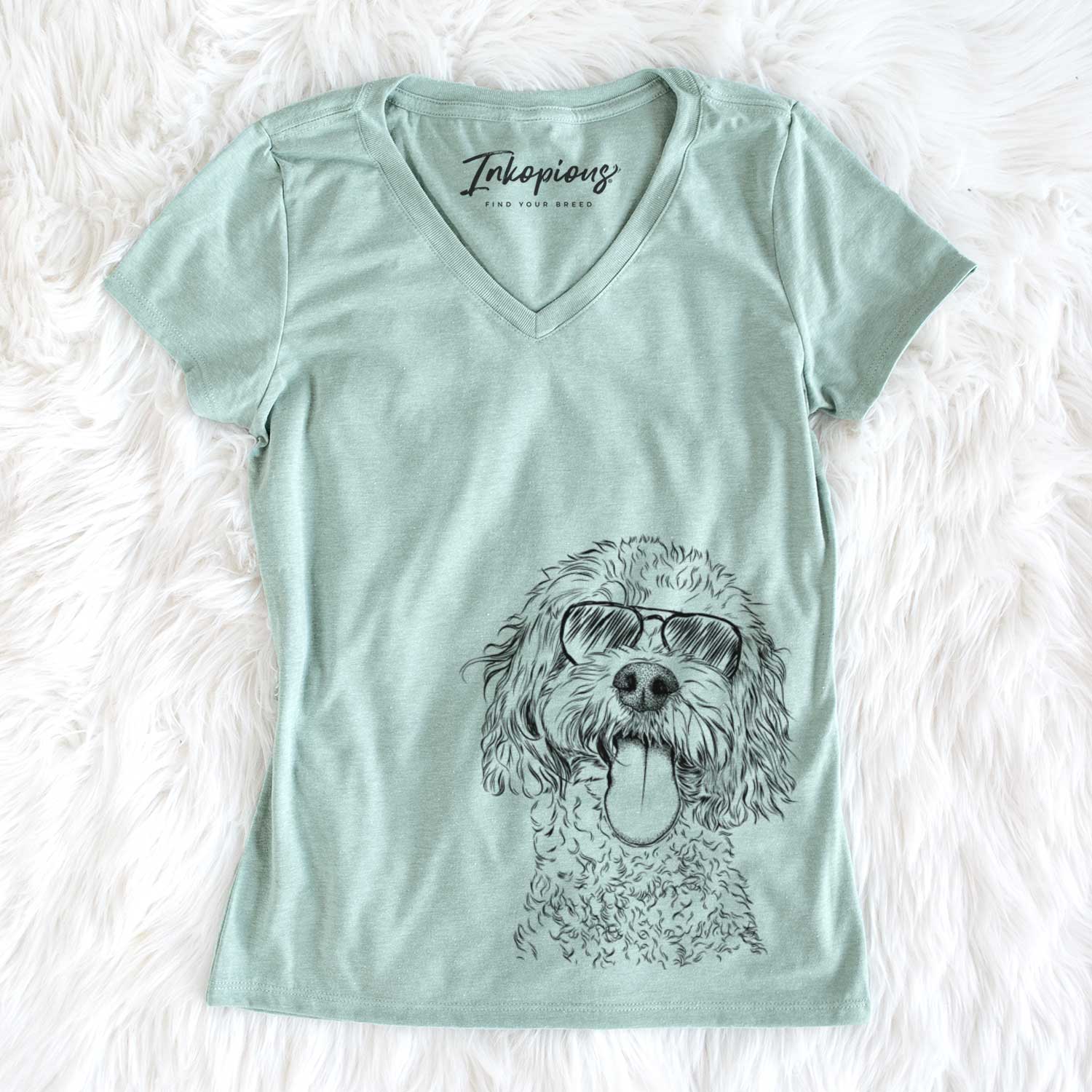 Aviator Barney the Cavachon - Women's V-neck Shirt